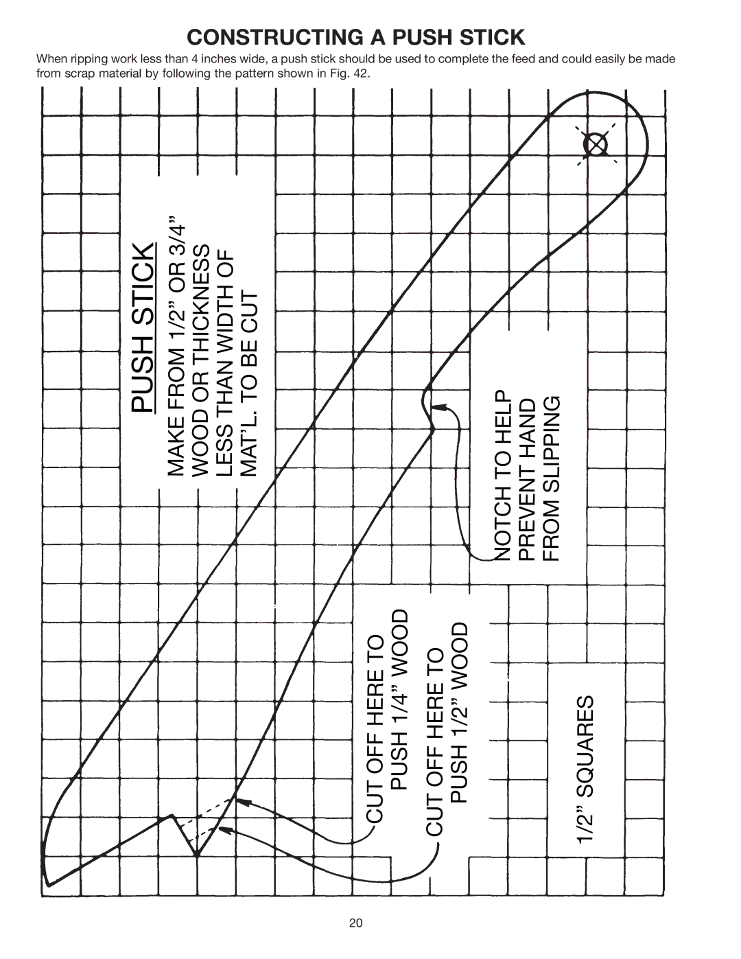 Delta 36-545, 36-540 instruction manual Pushstick 