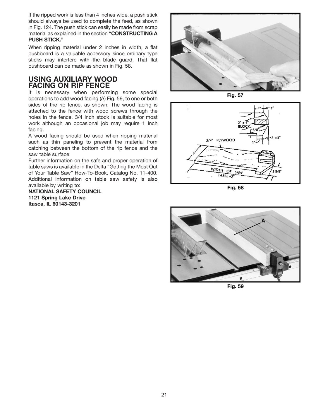 Delta 36-550, 36-560 w/stand) instruction manual Using Auxiliary Wood Facing on RIP Fence 