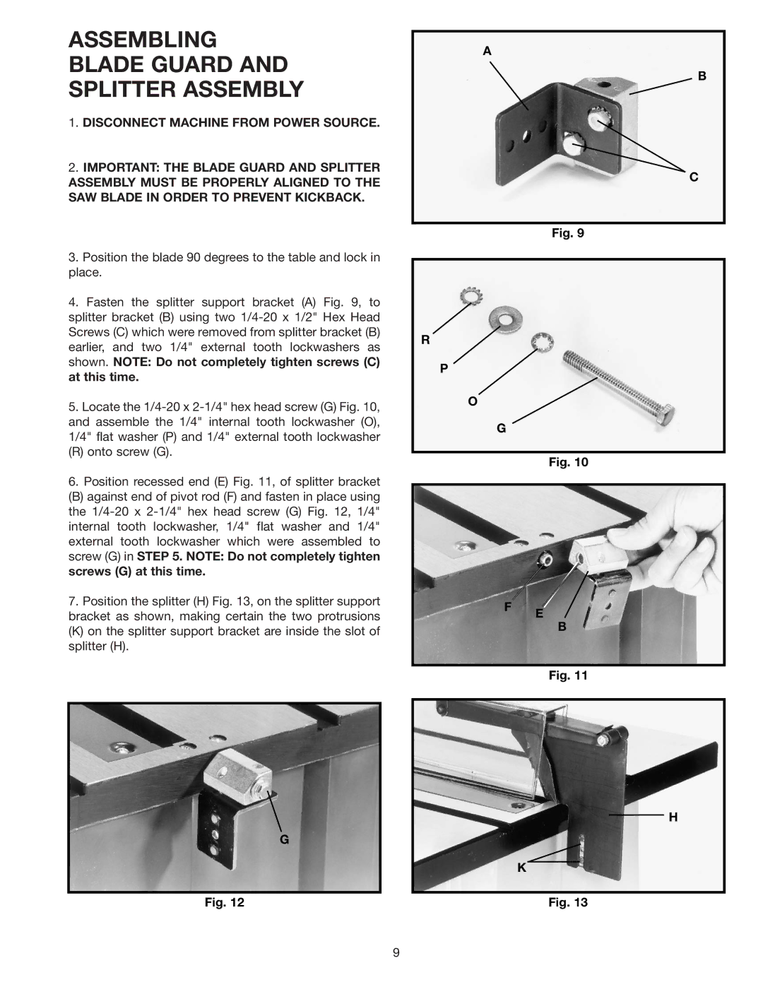 Delta 36-550, 36-560 w/stand) instruction manual Assembling Blade Guard and Splitter Assembly 