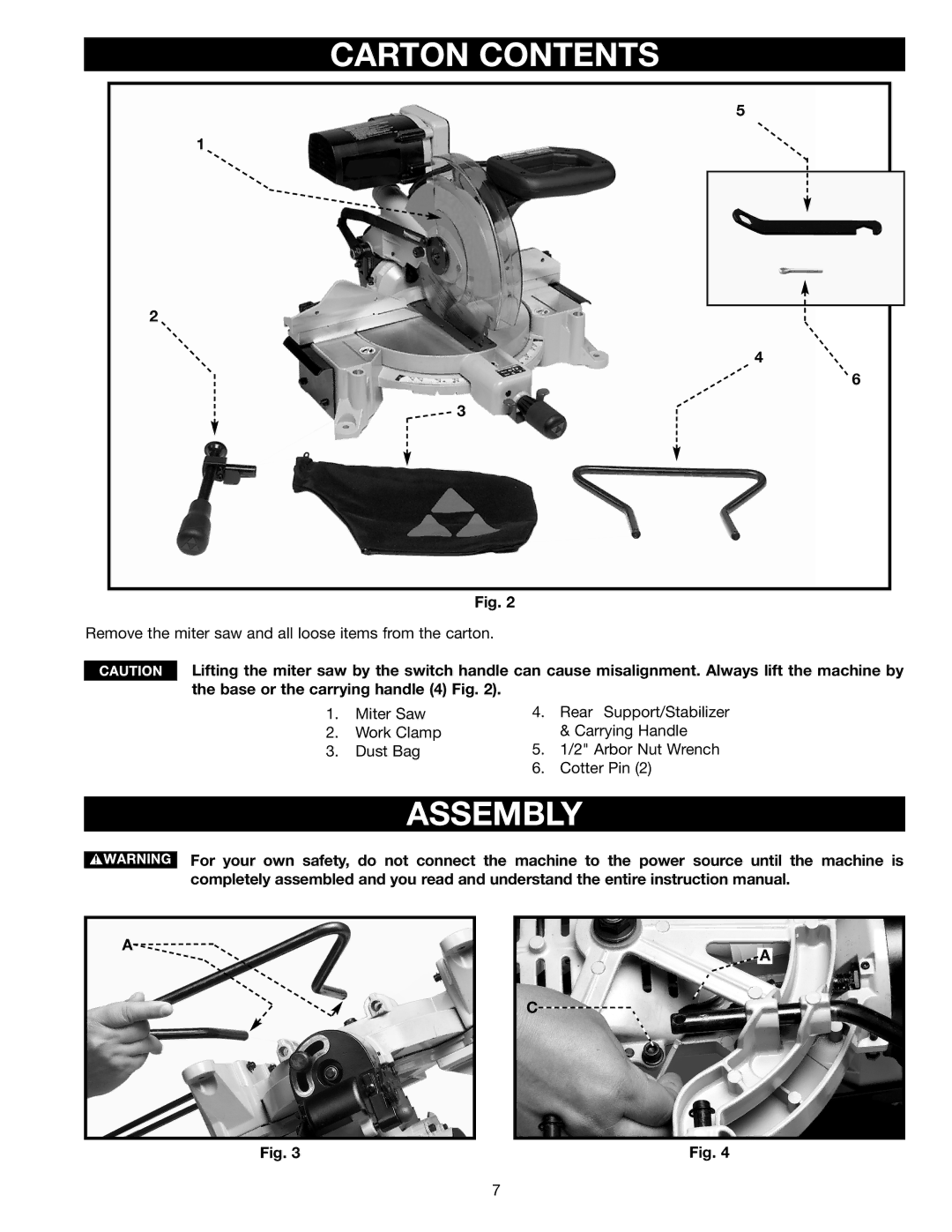 Delta 36-585 instruction manual Carton Contents, Assembly 