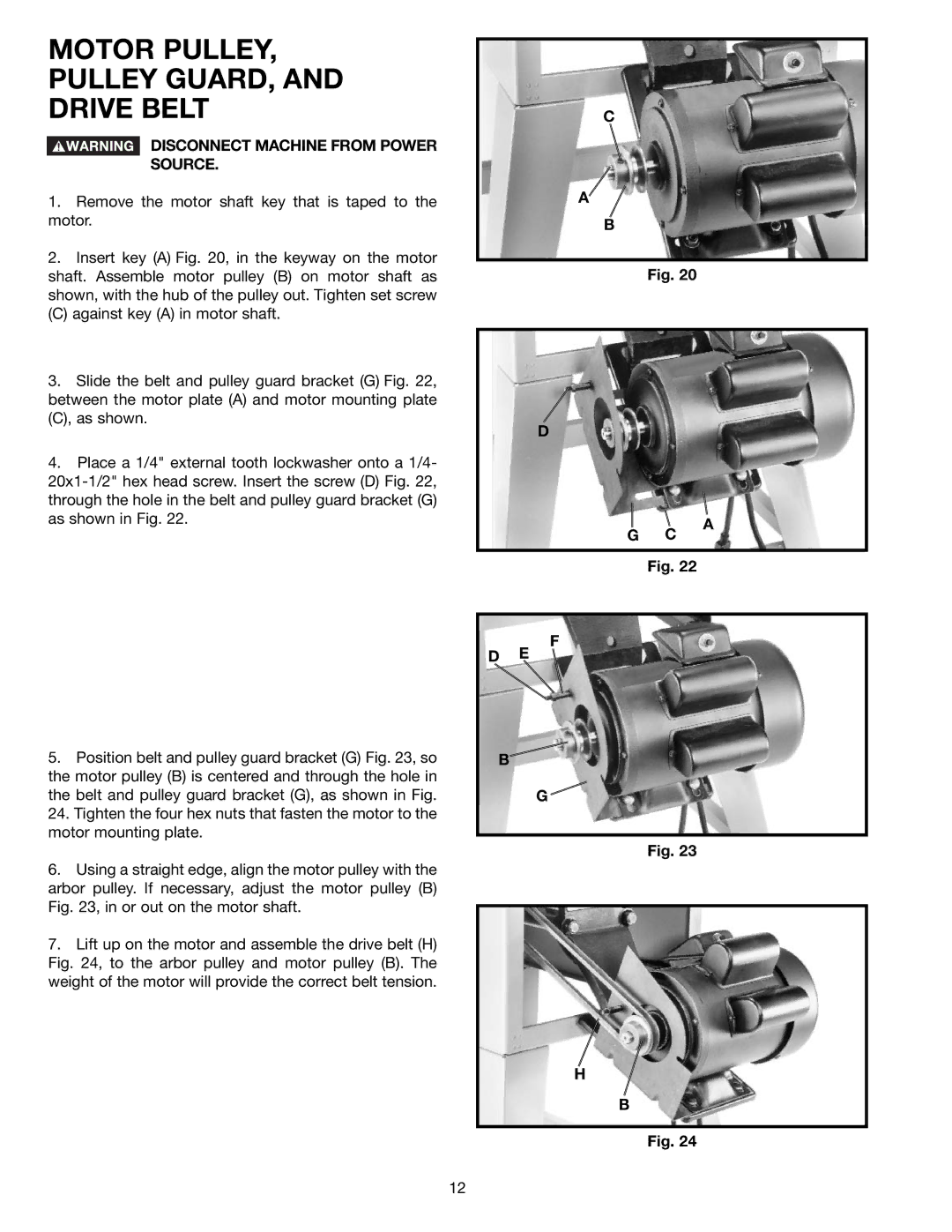 Delta 36-650 instruction manual Motor PULLEY, Pulley GUARD, and Drive Belt 