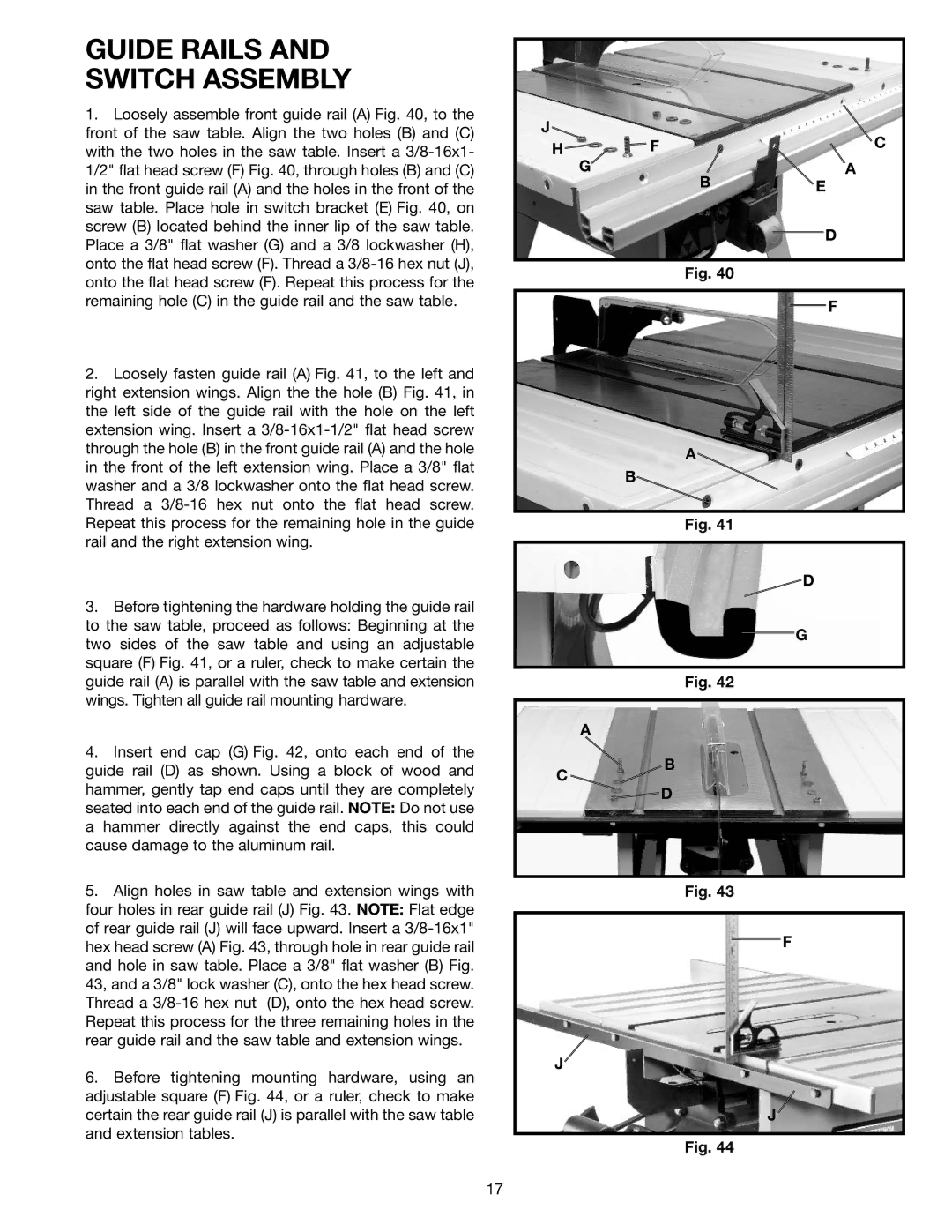 Delta 36-650 instruction manual Guide Rails Switch Assembly 