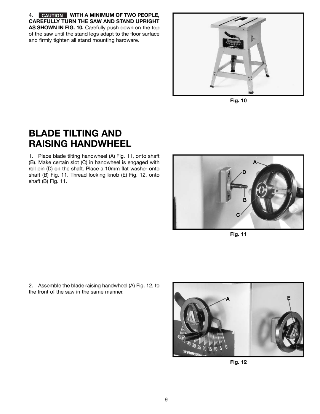 Delta 36-650 instruction manual Blade Tilting and Raising Handwheel 