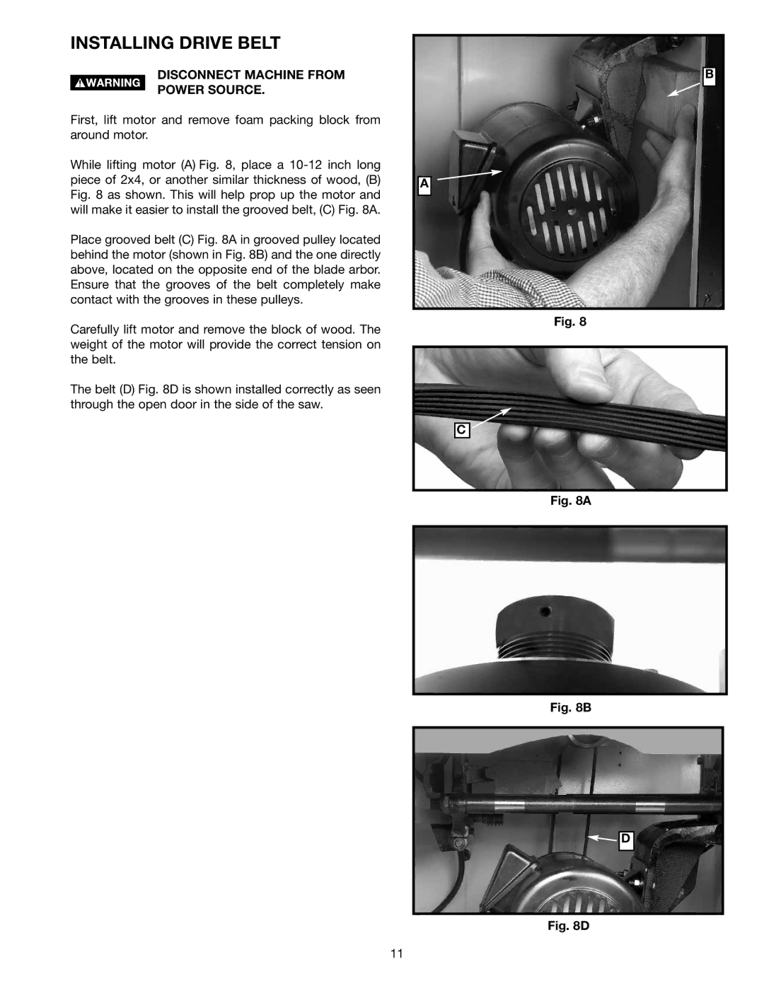 Delta 36-714 instruction manual Installing Drive Belt 