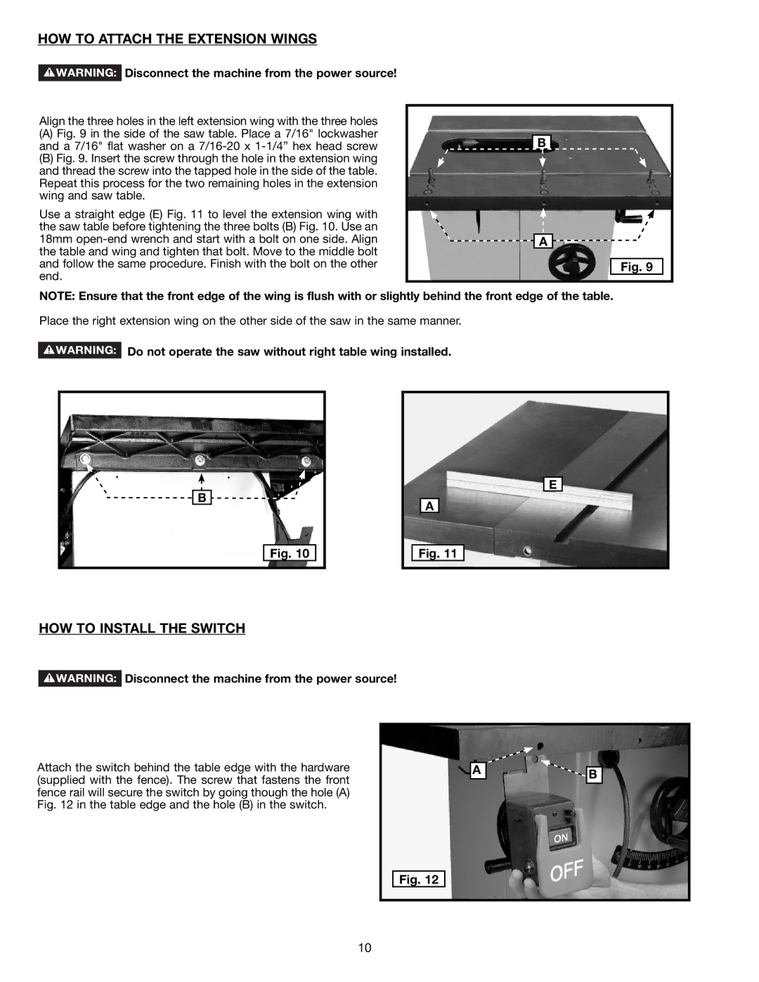 Delta 36-714B instruction manual HOW to Attach the Extension Wings, HOW to Install the Switch 