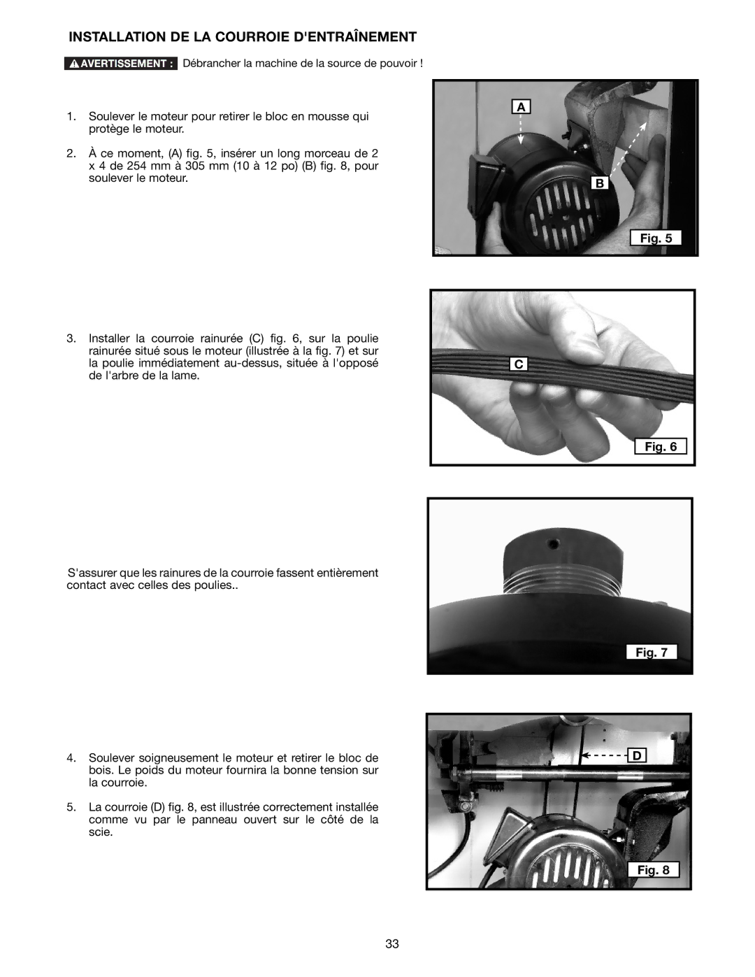 Delta 36-714B instruction manual Installation DE LA Courroie Dentraînement 