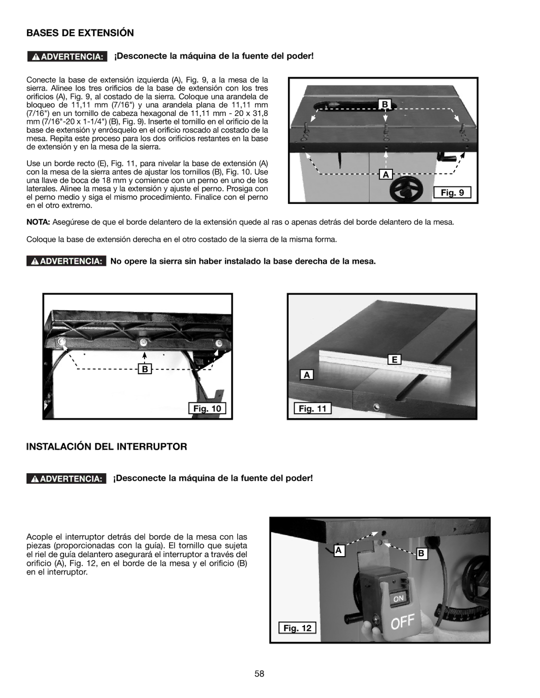 Delta 36-714B instruction manual Bases DE Extensión, Instalación DEL Interruptor 