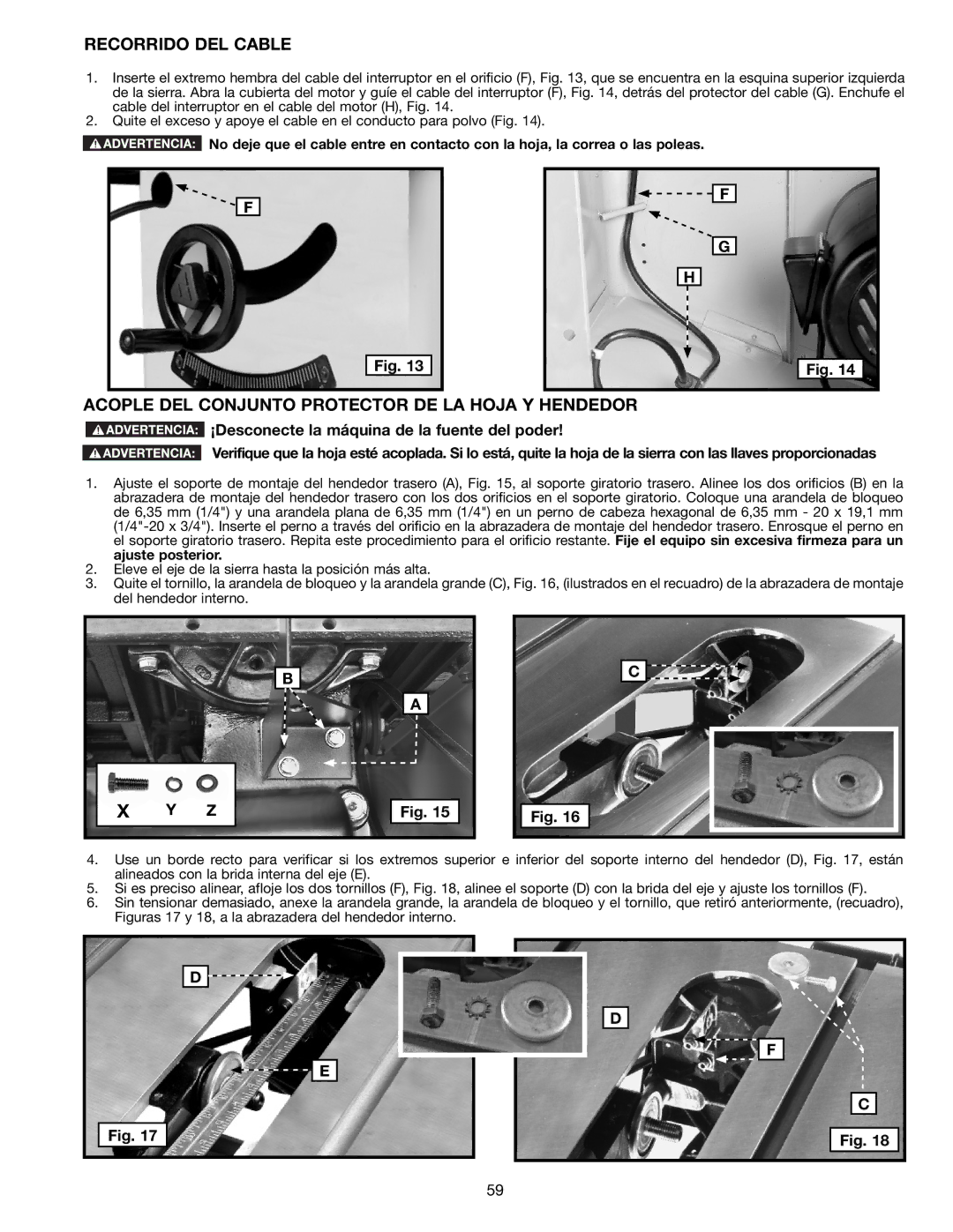 Delta 36-714B instruction manual Recorrido DEL Cable, Acople DEL Conjunto Protector DE LA Hoja Y Hendedor 