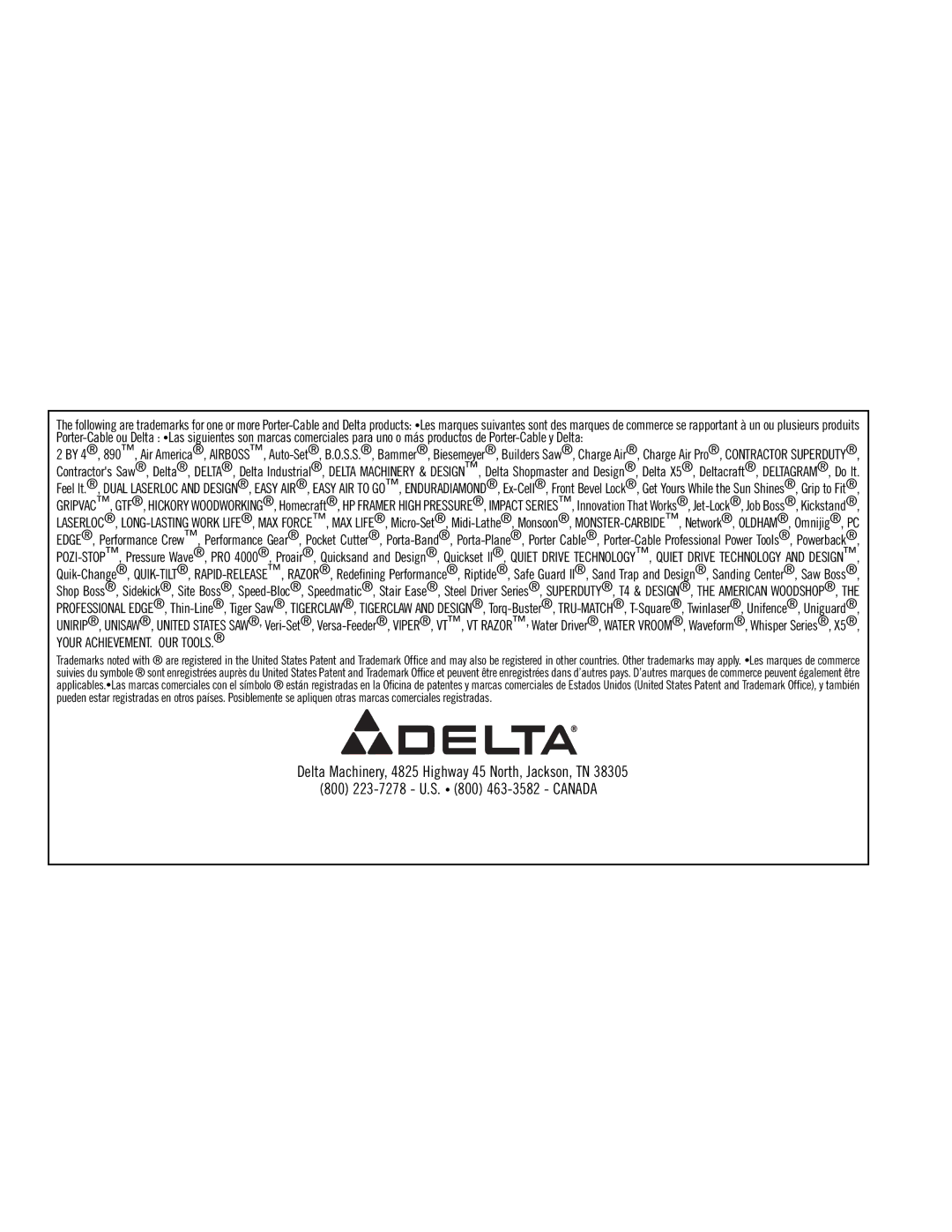 Delta 36-714B instruction manual Your ACHIEVEMENT. OUR Tools 