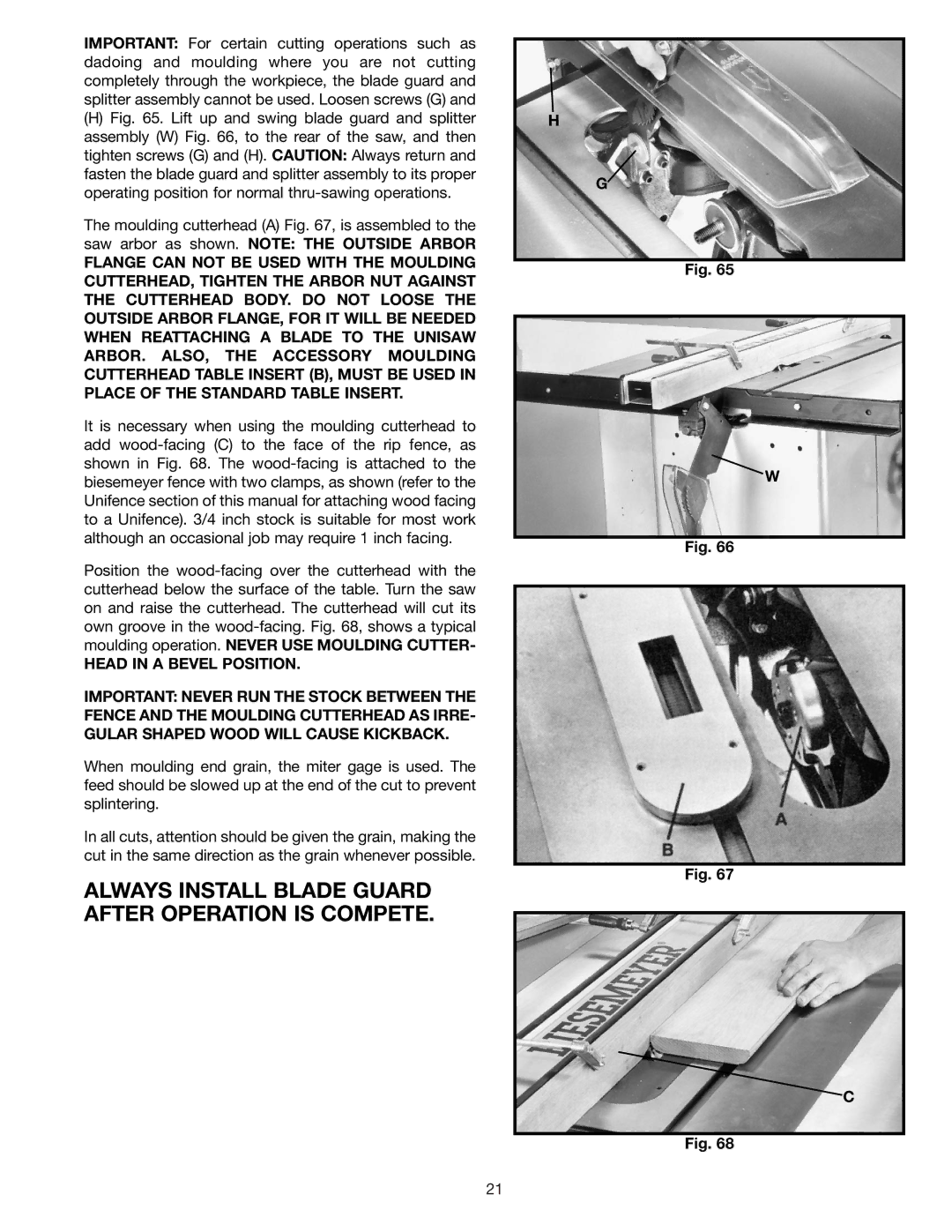 Delta 34-814, 36-812, 34-806, 34-801 instruction manual Always Install Blade Guard After Operation is Compete 