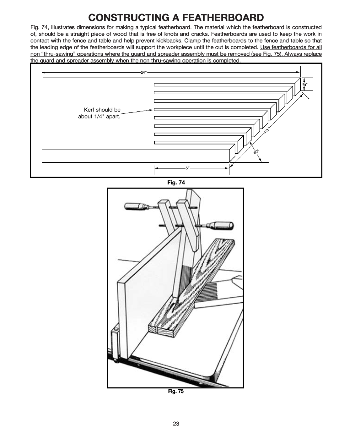Delta 34-801, 36-812, 34-814, 34-806 instruction manual Constructing A Featherboard, Fig. Fig 