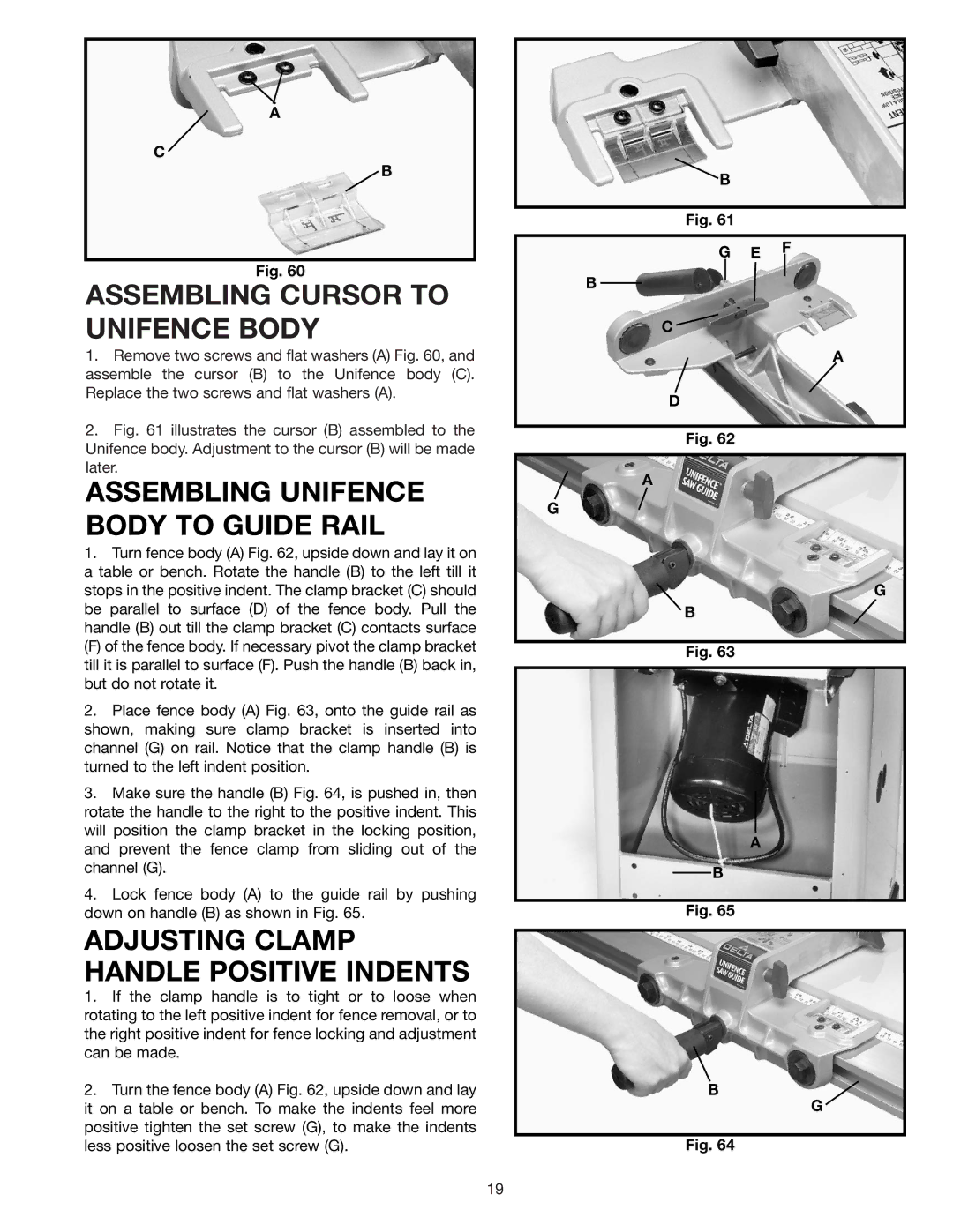 Delta 36-841 instruction manual Assembling Cursor to Unifence Body, Assembling Unifence Body to Guide Rail 