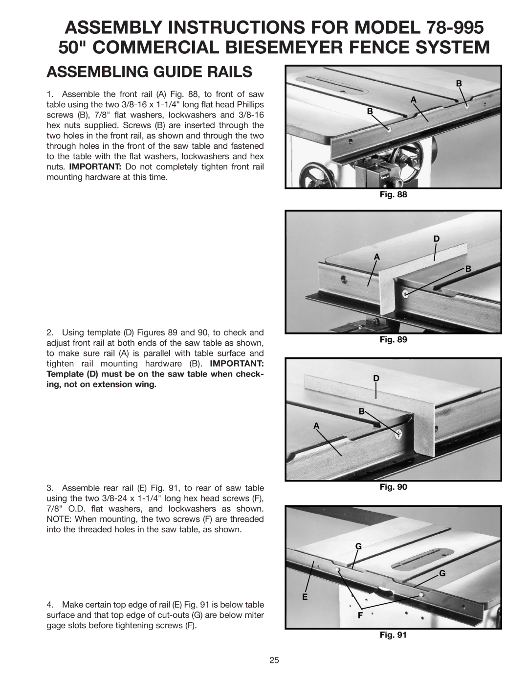 Delta 36-841 instruction manual Assembling Guide Rails 