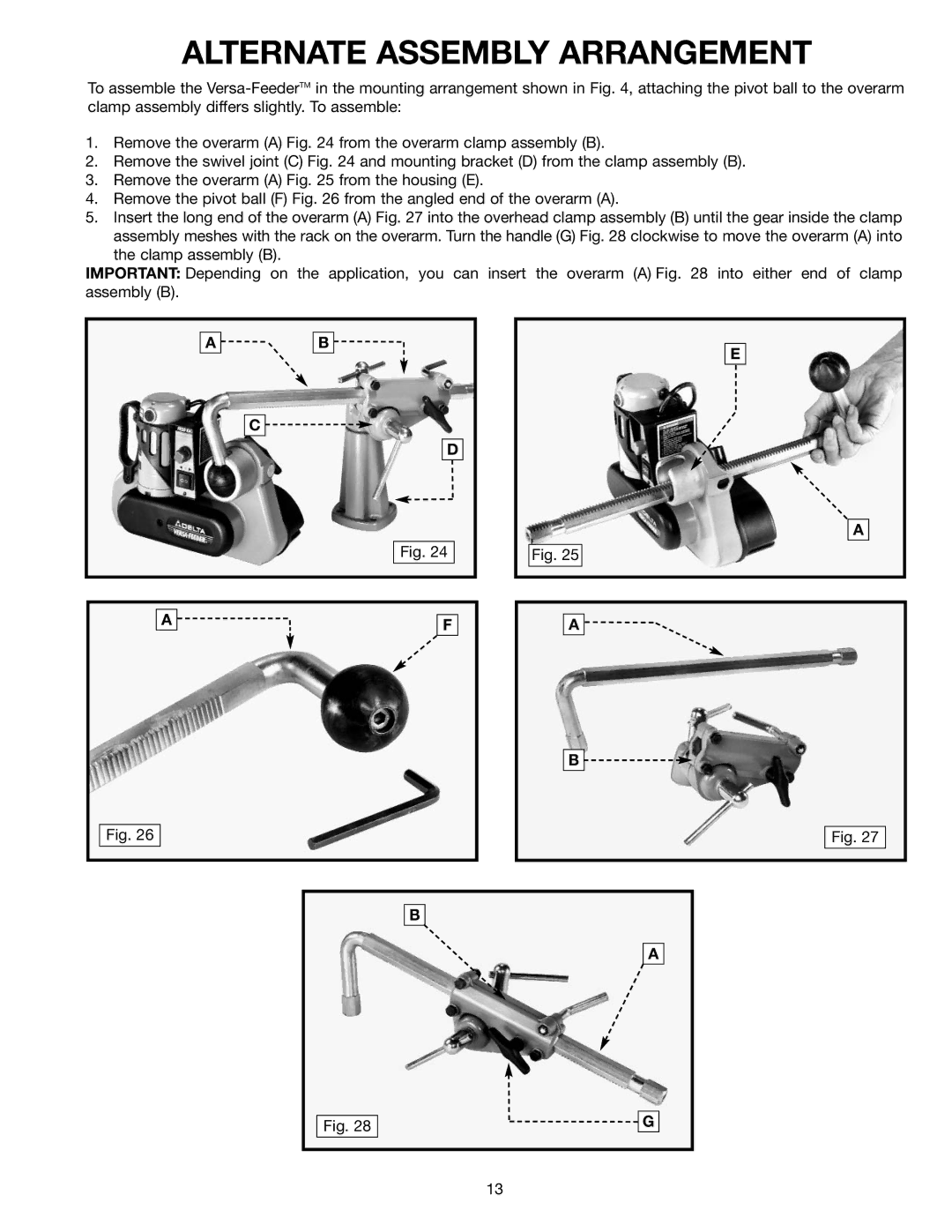 Delta 36-865 instruction manual Alternate Assembly Arrangement 