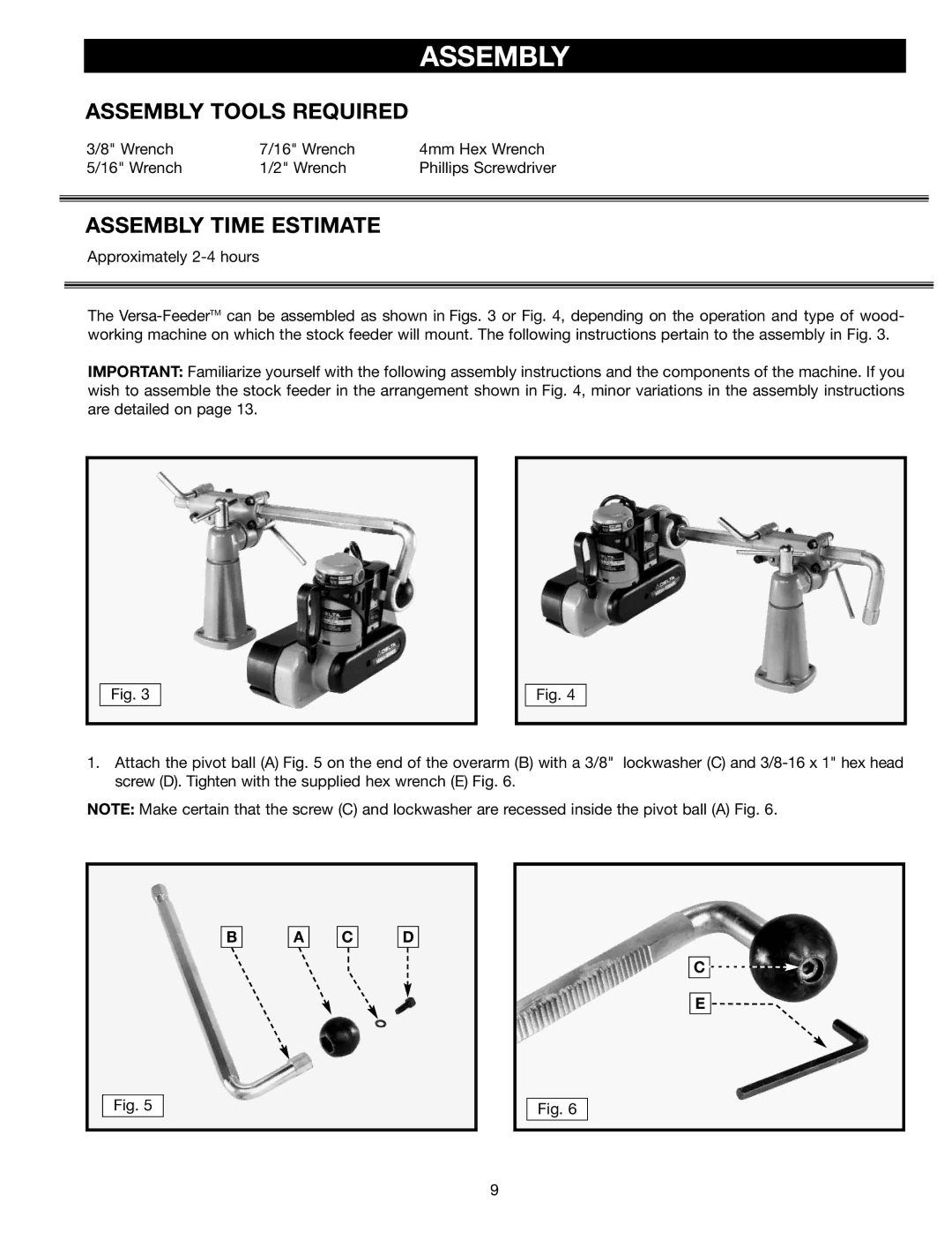 Delta 36-865 instruction manual Assembly Tools Required, Assembly Time Estimate 