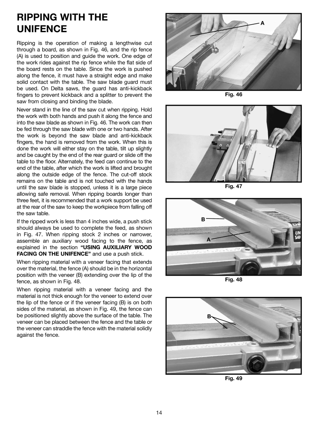 Delta 36-902 instruction manual Ripping with Unifence 