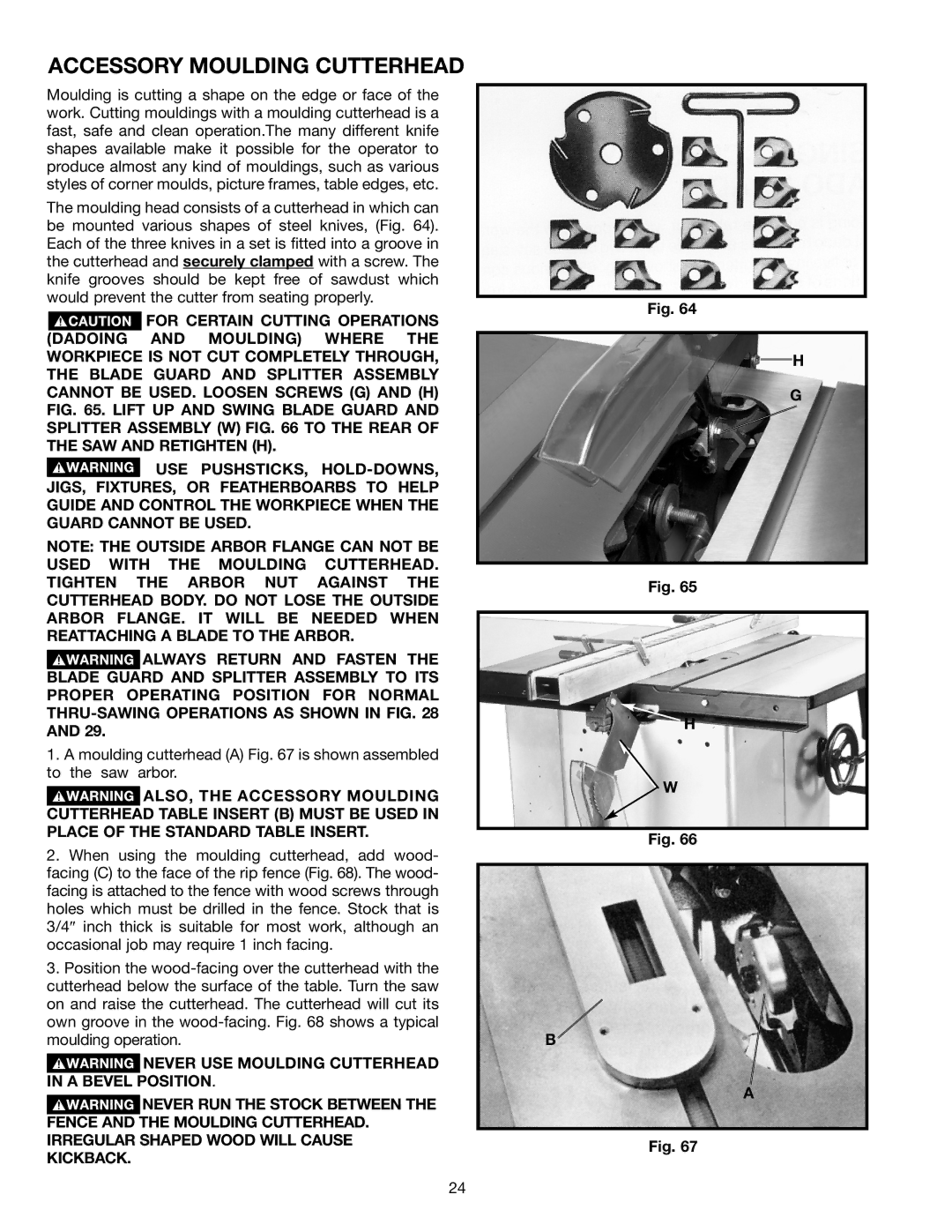 Delta 36-953 instruction manual Accessory Moulding Cutterhead 