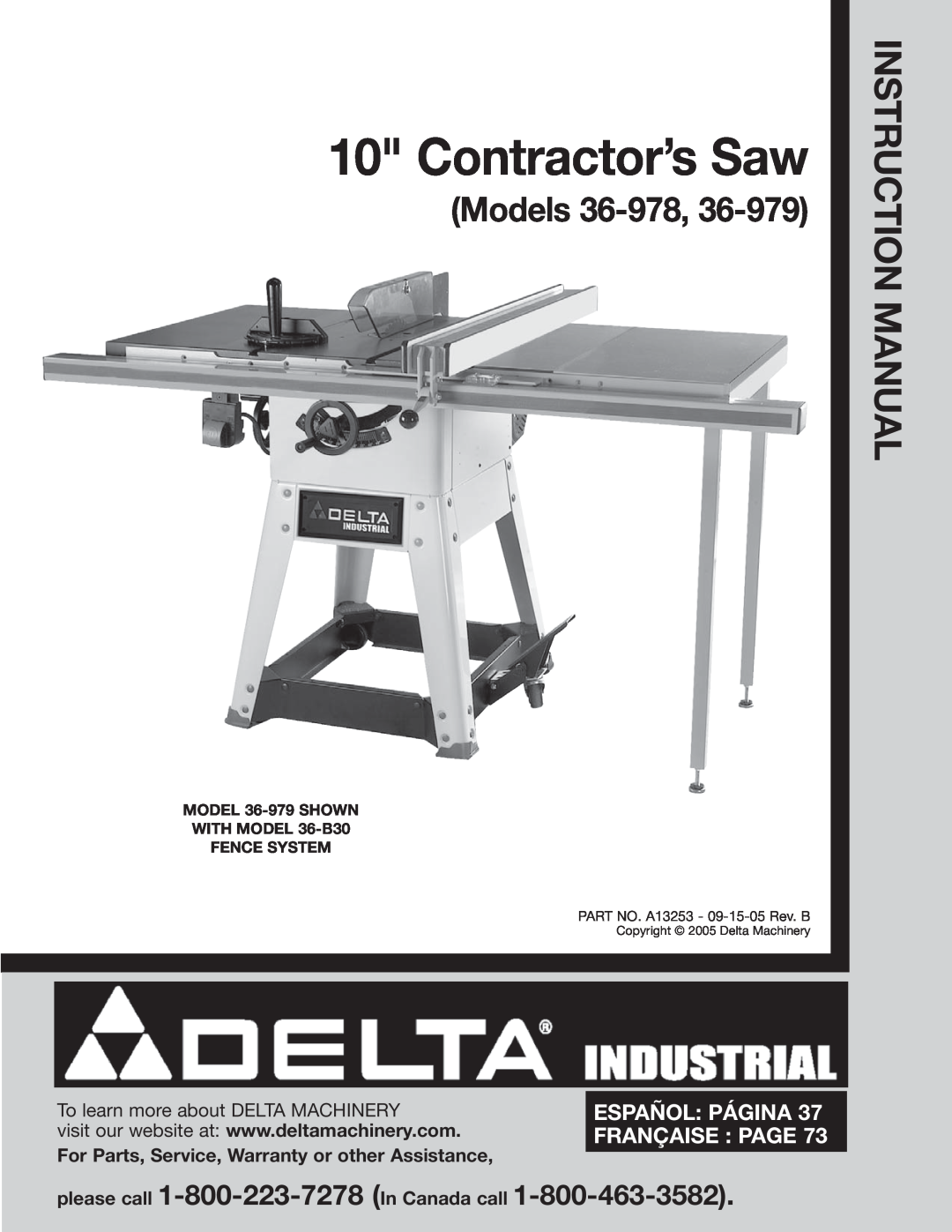 Delta 36-978 instruction manual To learn more about DELTA MACHINERY, For Parts, Service, Warranty or other Assistance 