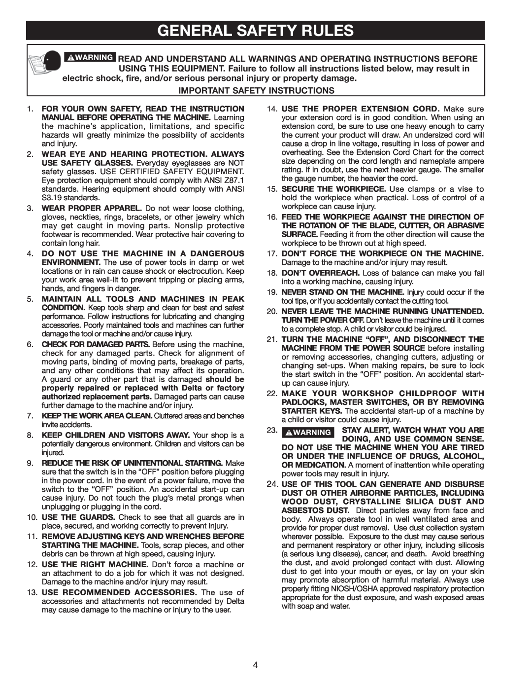 Delta 36-978 instruction manual General Safety Rules 