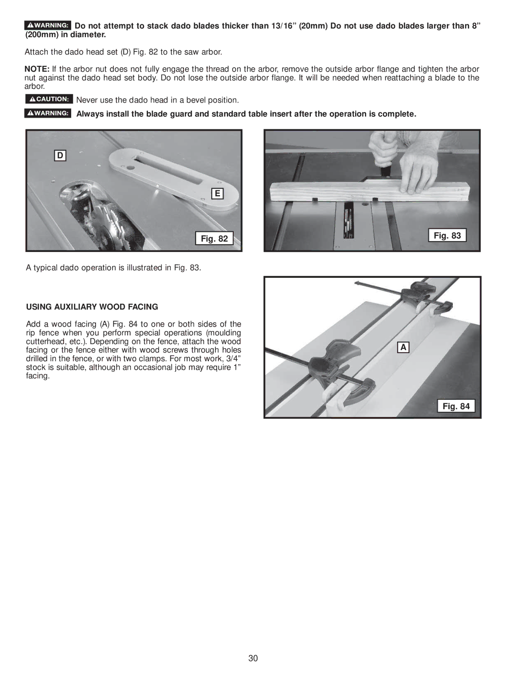 Delta 36-979, 36-978 instruction manual Using Auxiliary Wood Facing 