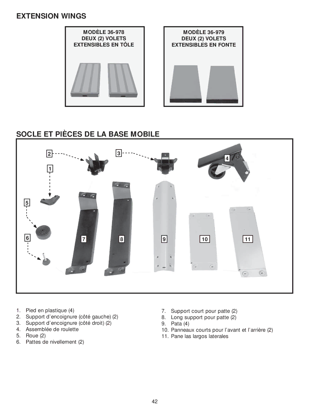 Delta 36-979 Socle ET Pièces DE LA Base Mobile, Deux 2 Volets Extensibles EN Tôle, Deux 2 Volets Extensibles EN Fonte 