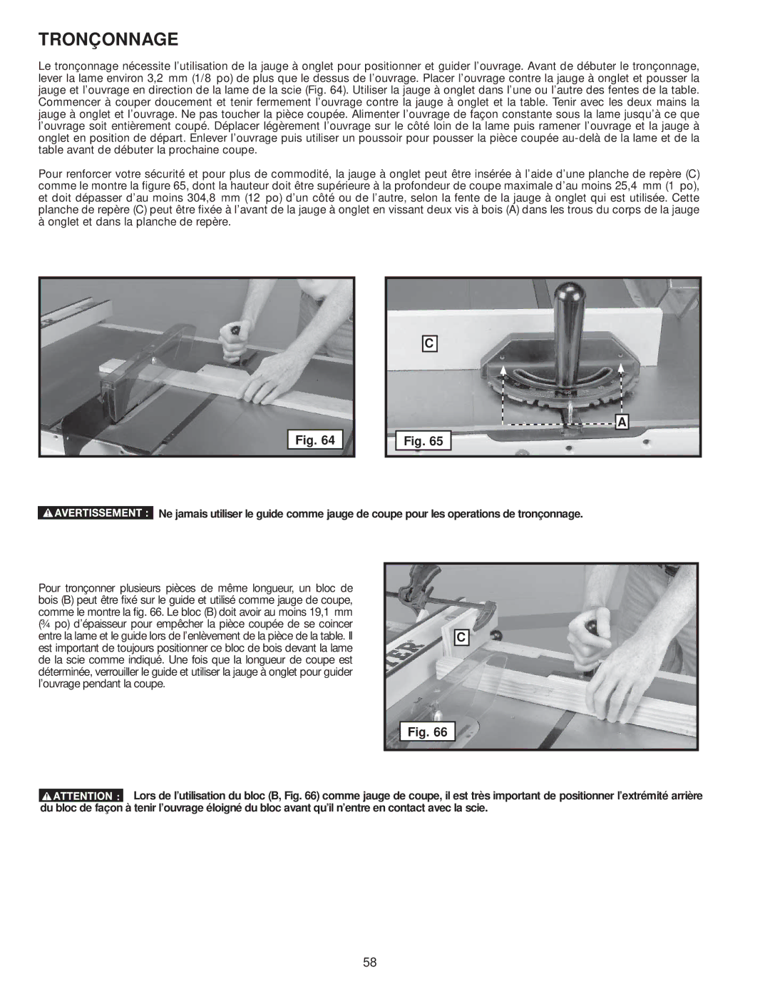 Delta 36-979, 36-978 instruction manual Tronçonnage 