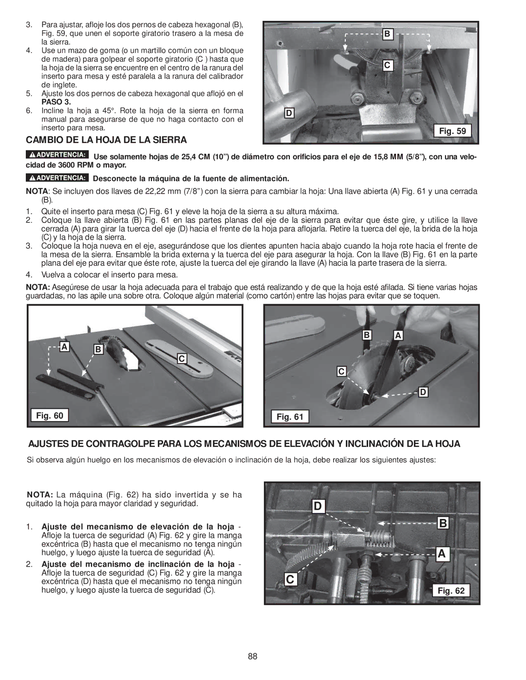 Delta 36-979, 36-978 instruction manual Cambio DE LA Hoja DE LA Sierra, Paso 