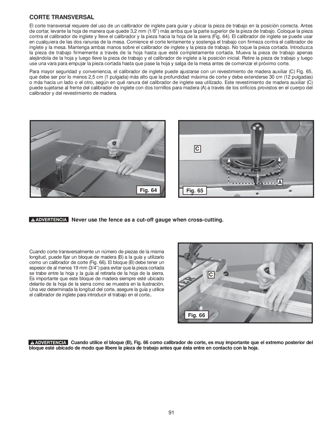 Delta 36-978, 36-979 instruction manual Corte Transversal 