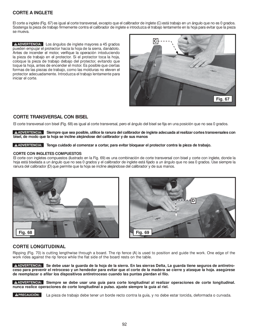 Delta 36-979, 36-978 Corte a Inglete, Corte Transversal CON Bisel, Corte Longitudinal, Corte CON Ingletes Compuestos 