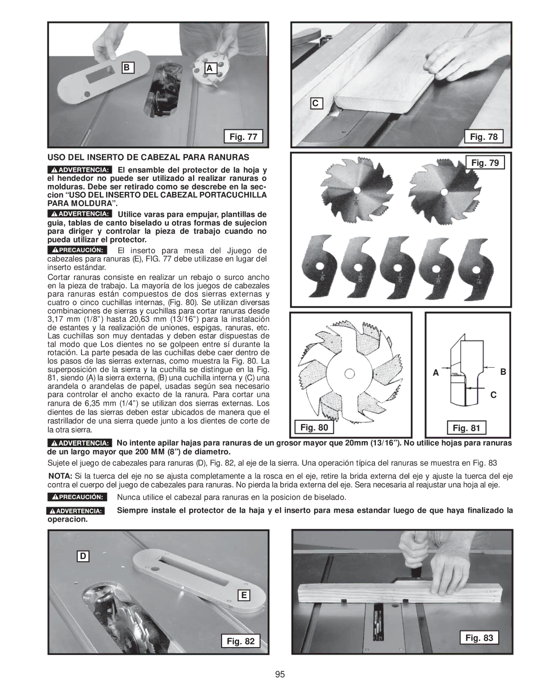 Delta 36-978, 36-979 instruction manual USO DEL Inserto DE Cabezal Para Ranuras 