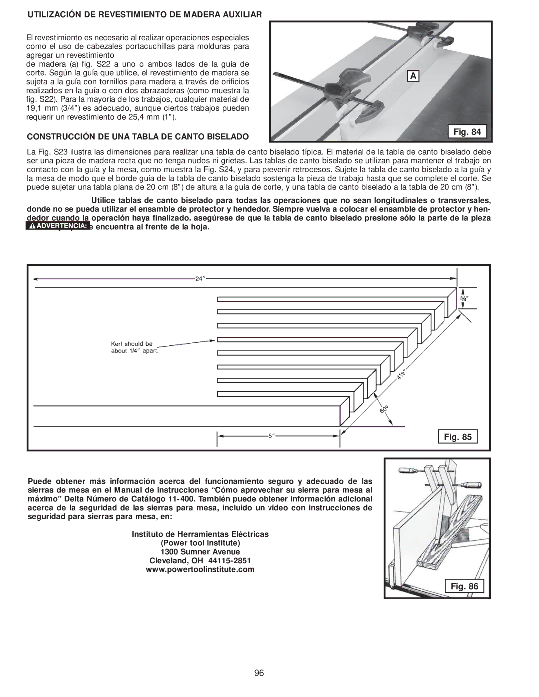 Delta 36-979, 36-978 Utilización DE Revestimiento DE Madera Auxiliar, Construcción DE UNA Tabla DE Canto Biselado 