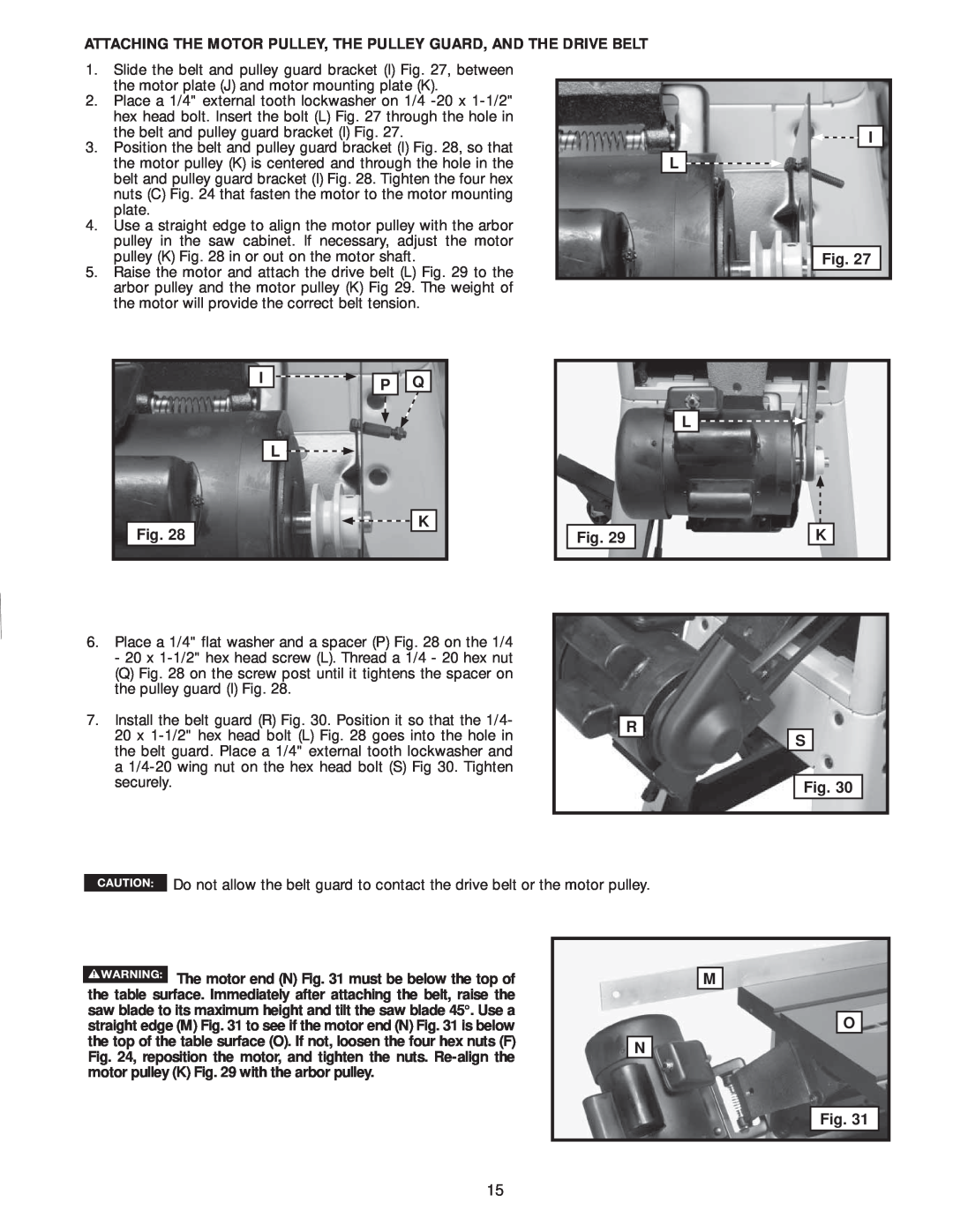 Delta 36-978, 36-979 instruction manual Slide the belt and pulley guard bracket I , between 