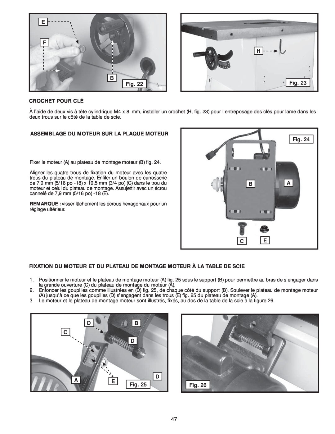 Delta 36-978, 36-979 instruction manual Fixer le moteur A au plateau de montage moteur B fig 