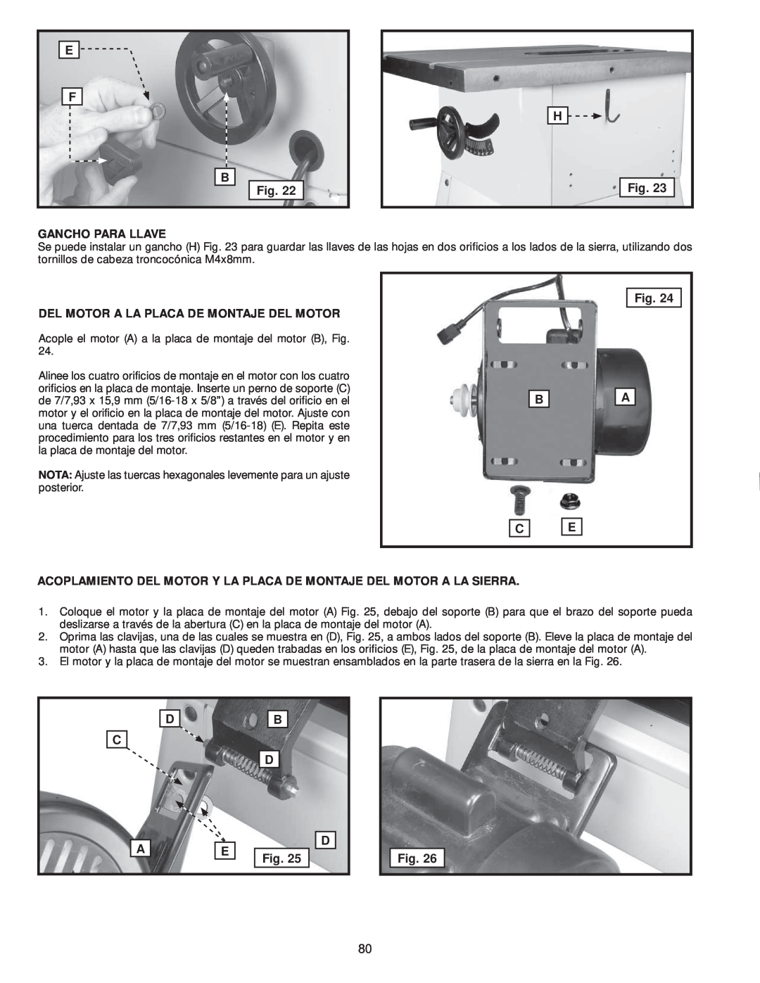 Delta 36-979, 36-978 instruction manual Acople el motor A a la placa de montaje del motor B, Fig 