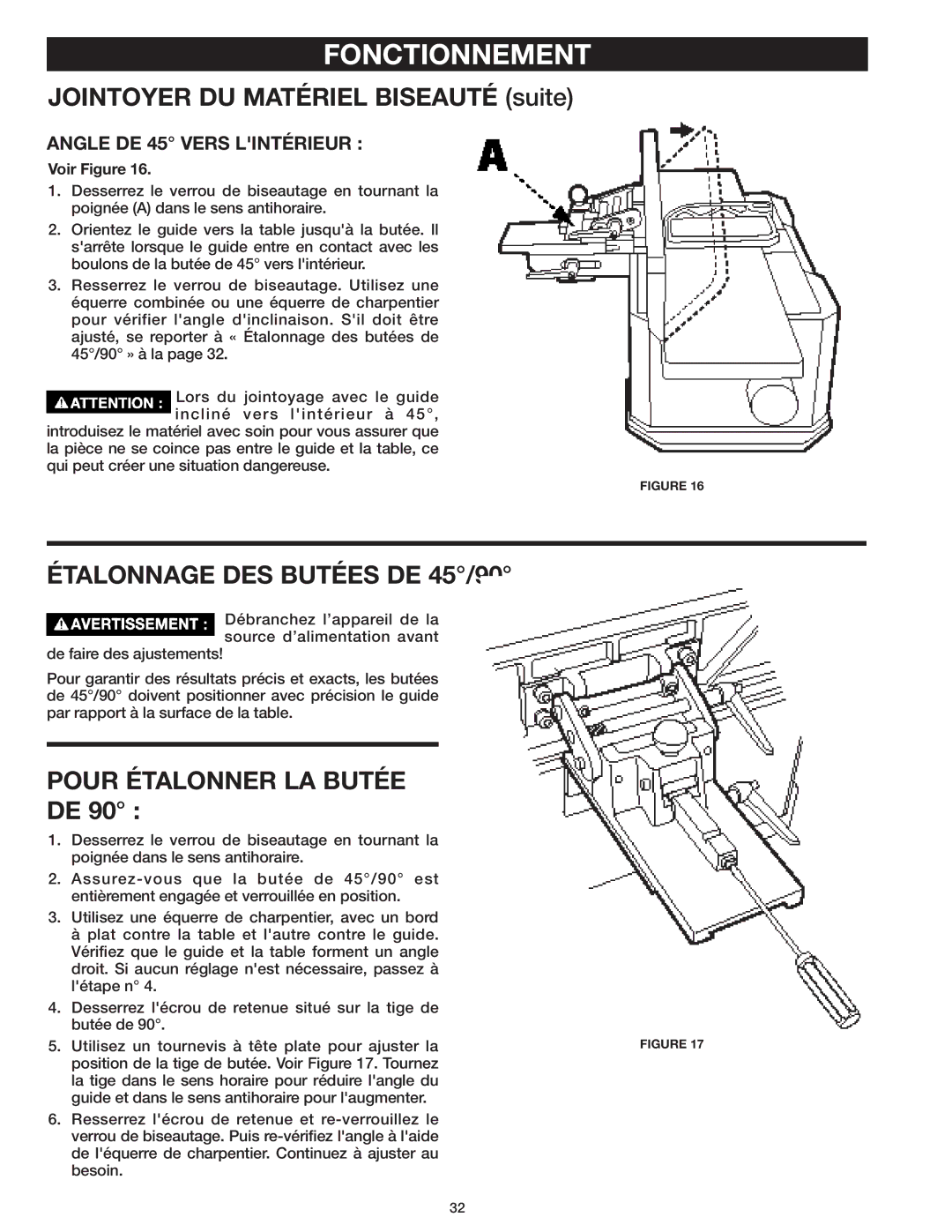 Delta 37-071 Jointoyer DU Matériel Biseauté suite, Étalonnage DES Butées DE 45/90, Pour Étalonner LA Butée DE 