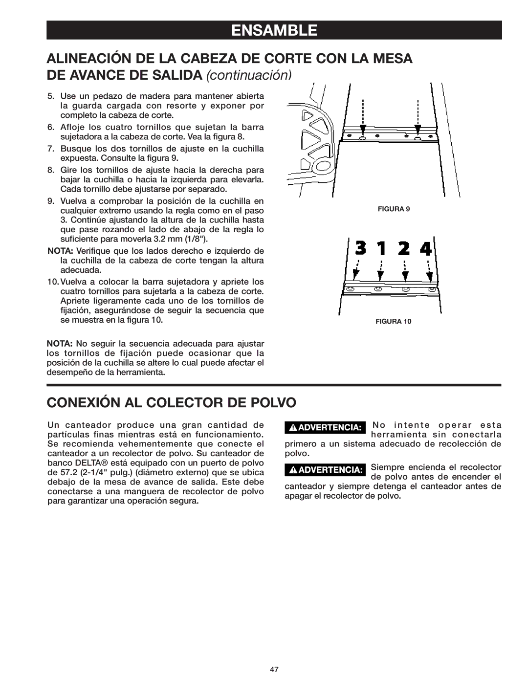 Delta 37-071 instruction manual Conexión AL Colector DE Polvo 