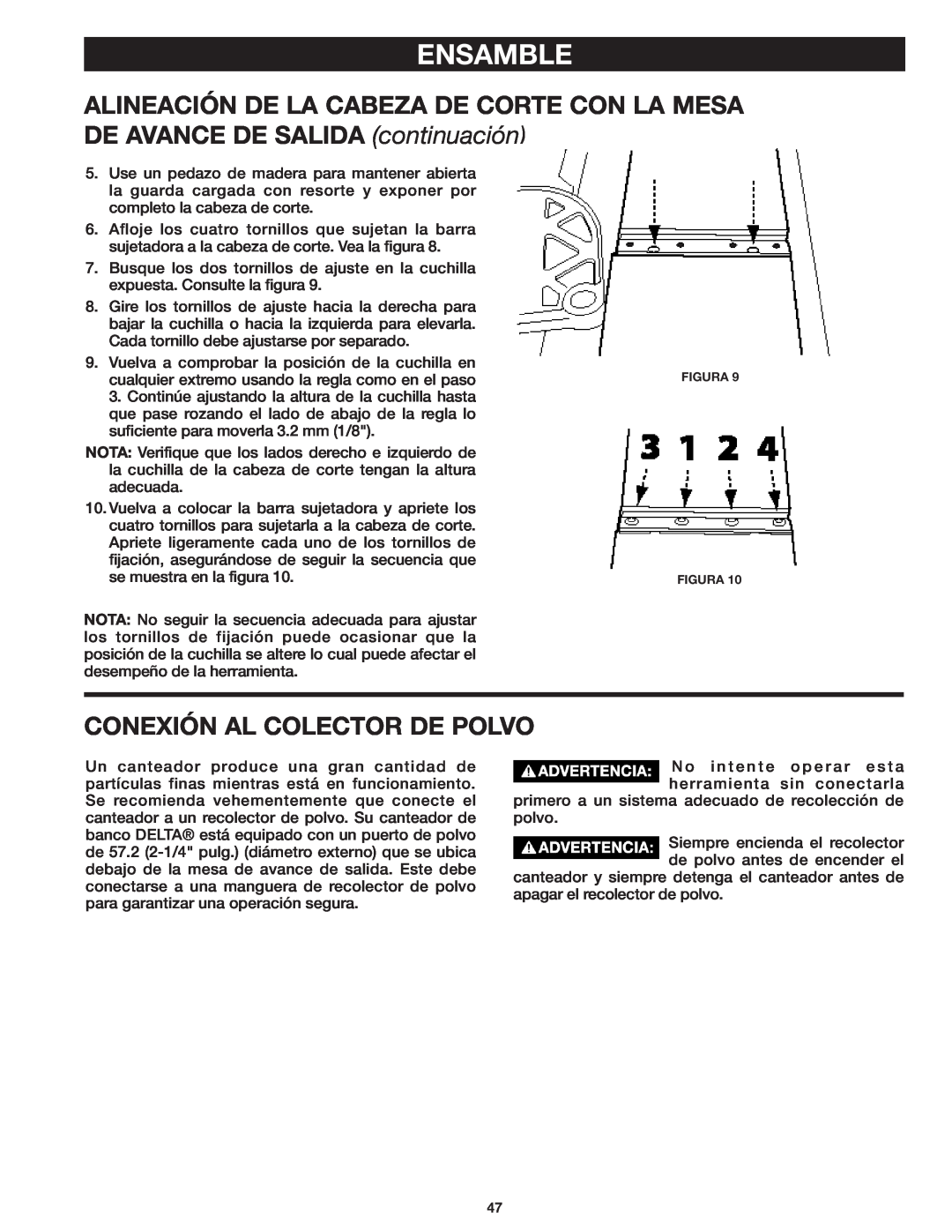 Delta 37-071 instruction manual Conexión Al Colector De Polvo, Ensamble 