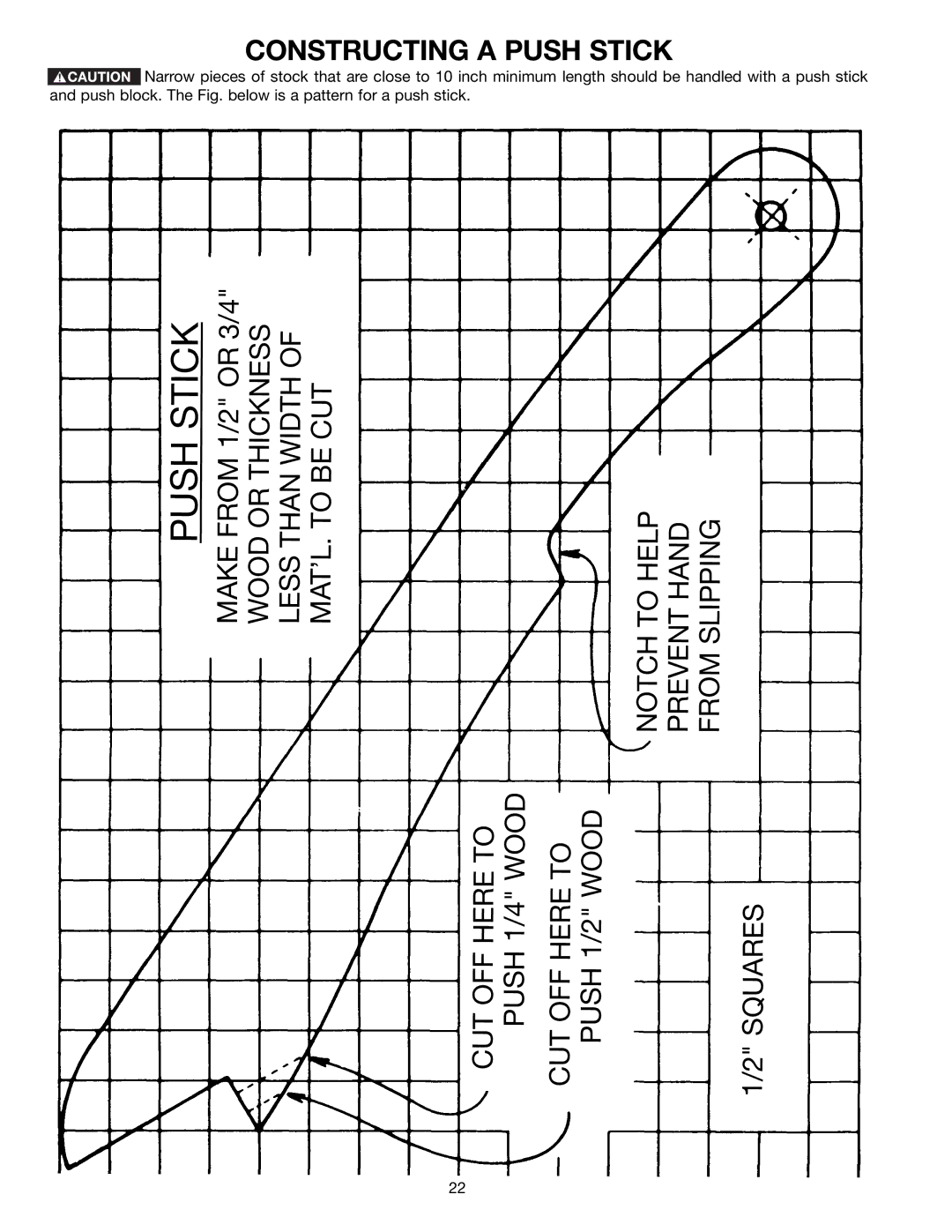 Delta 37-275X, 37-195 instruction manual Pushstick, Constructing a Push Stick 