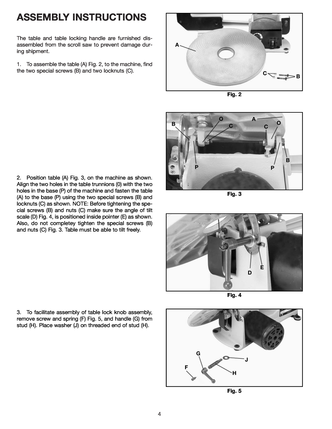 Delta 40-540 warranty Assembly Instructions, O A B Cc O B Pp, G J F H 