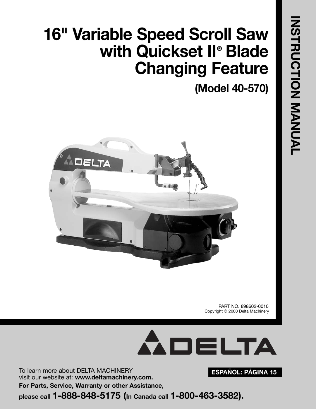 Delta 40-570 instruction manual Model 