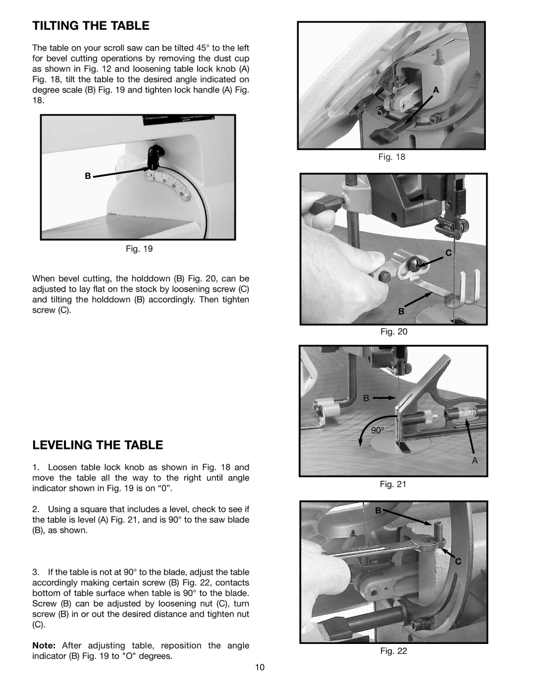 Delta 40-570 instruction manual Tilting the Table 