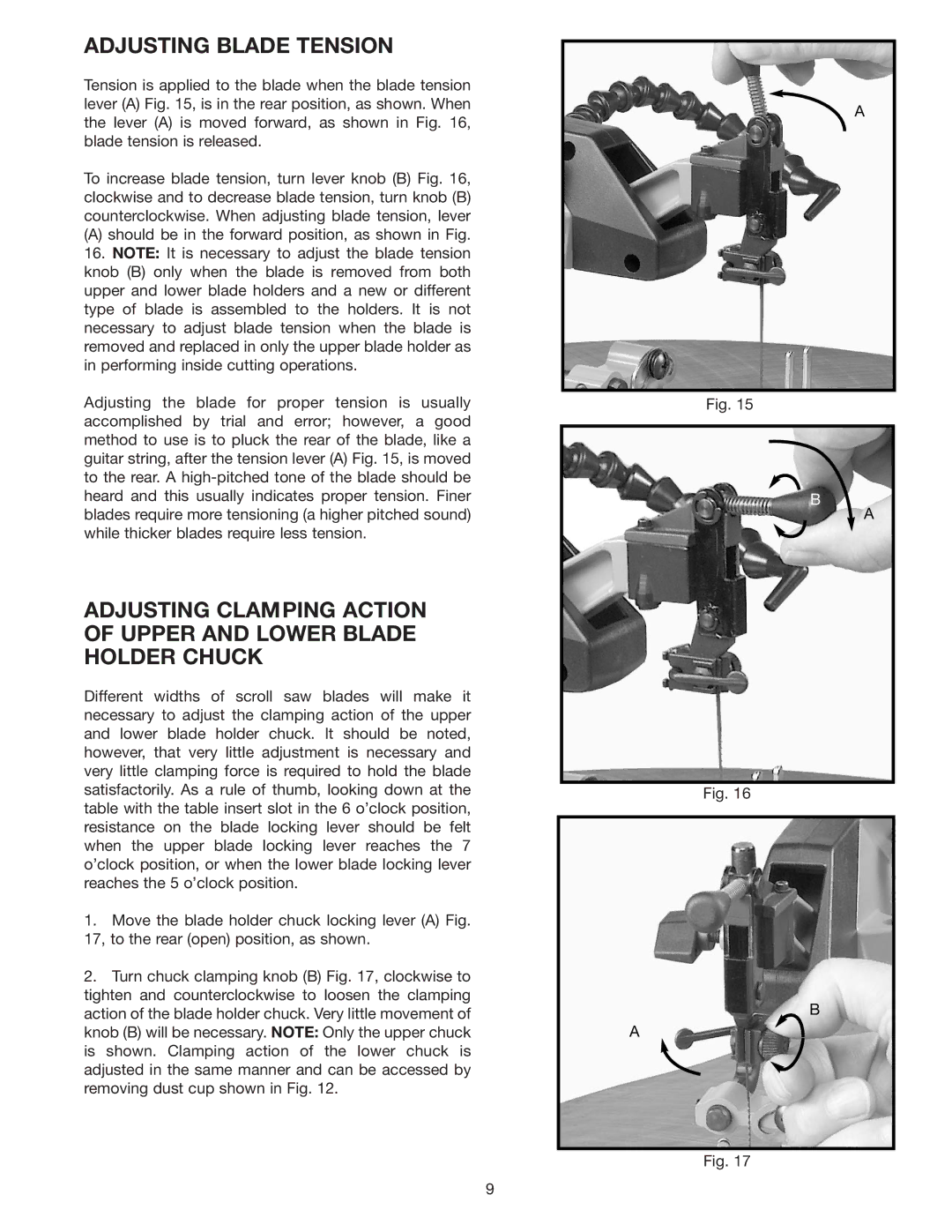 Delta 40-570 instruction manual Adjusting Blade Tension 