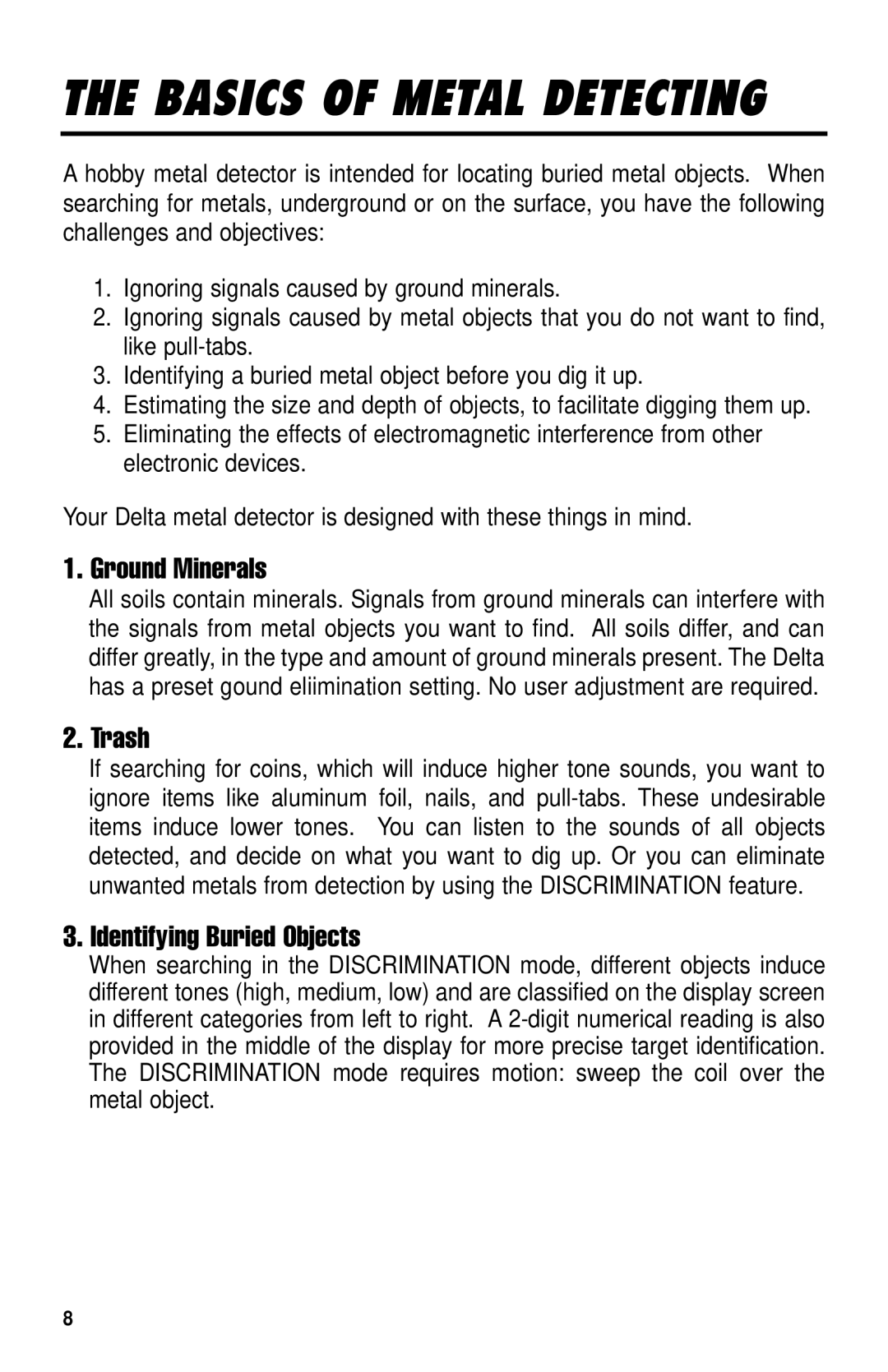 Delta 4000 owner manual Basics of Metal Detecting 