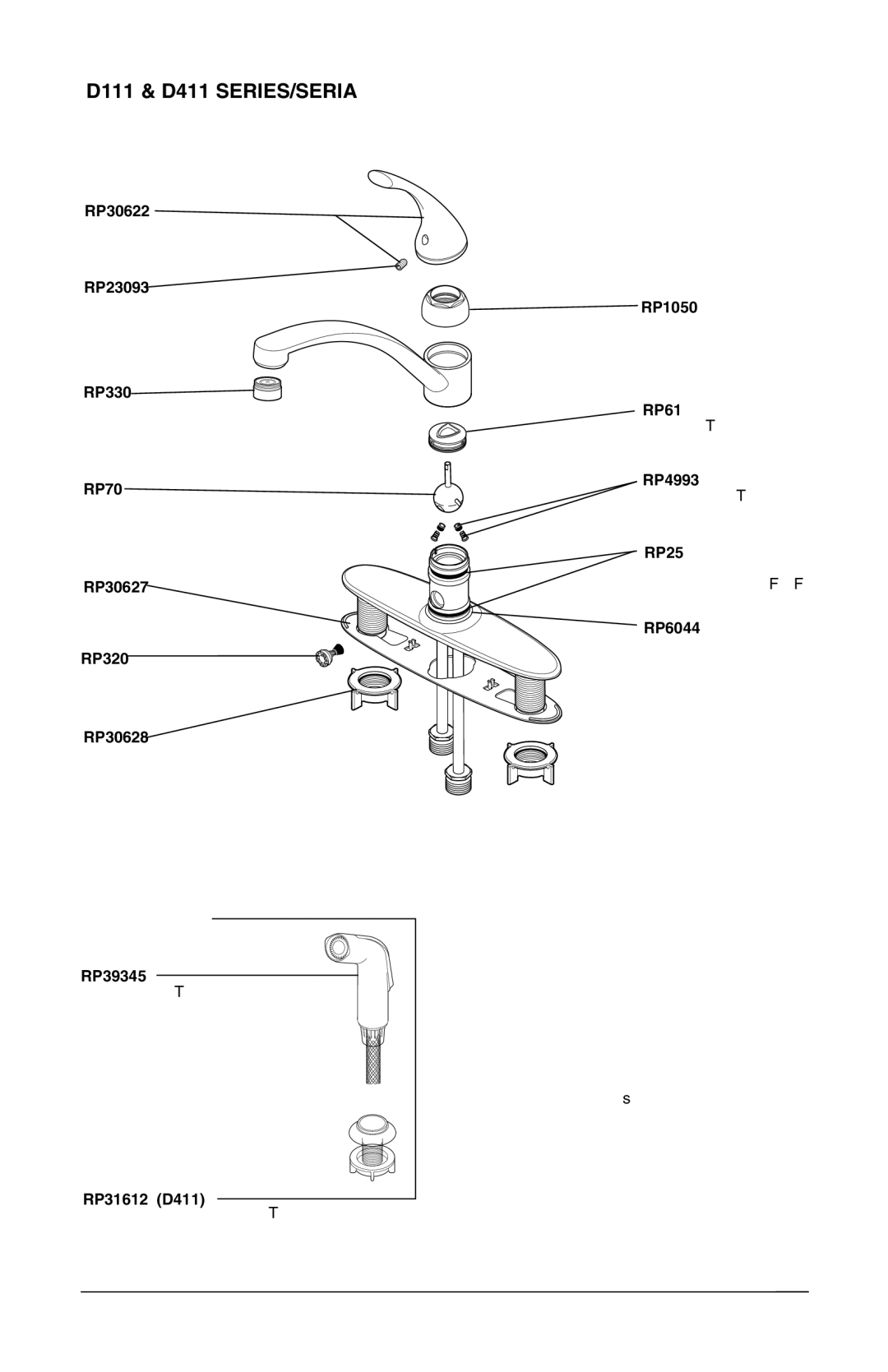 Delta 402, 403 RP70 Ball Assembly Ensamble de la Bola Rotule RP30627, RP30628 Nuts Tuercas Écrous RP4993, RP6044 Slip Ring 