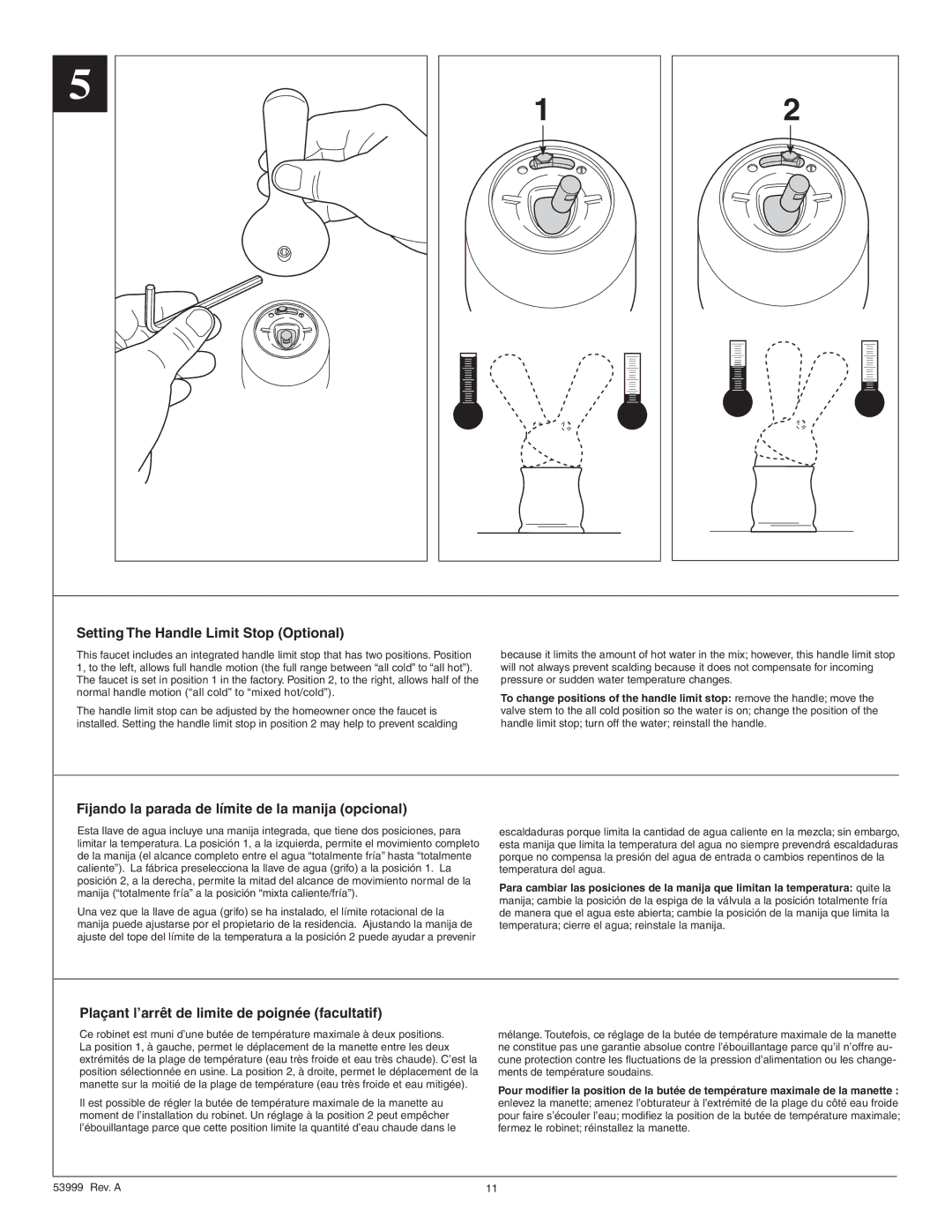 Delta 419-DST, 417-DST, 319-DST, 119-DST, 117-DST manual Setting The Handle Limit Stop Optional 