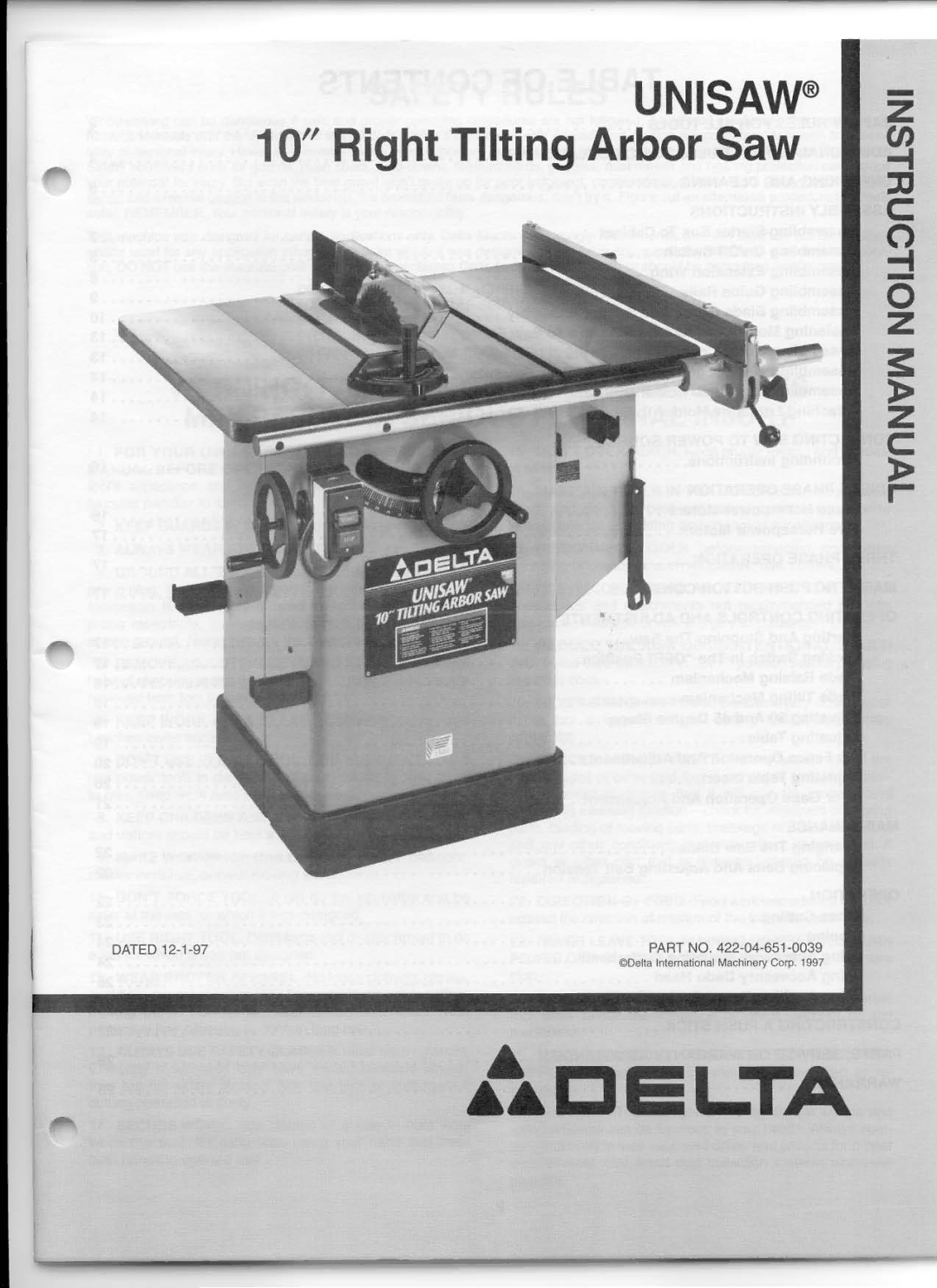 Delta 422-04-651-0039 manual 