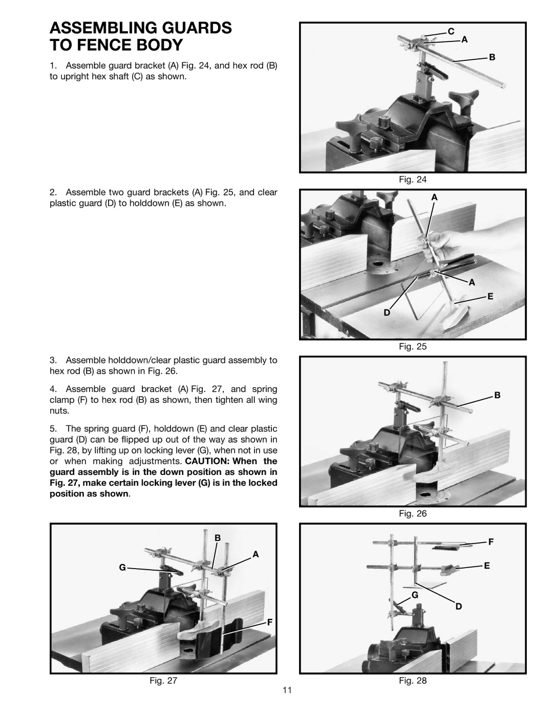 Delta 43-424 instruction manual Assembling Guards to Fence Body 