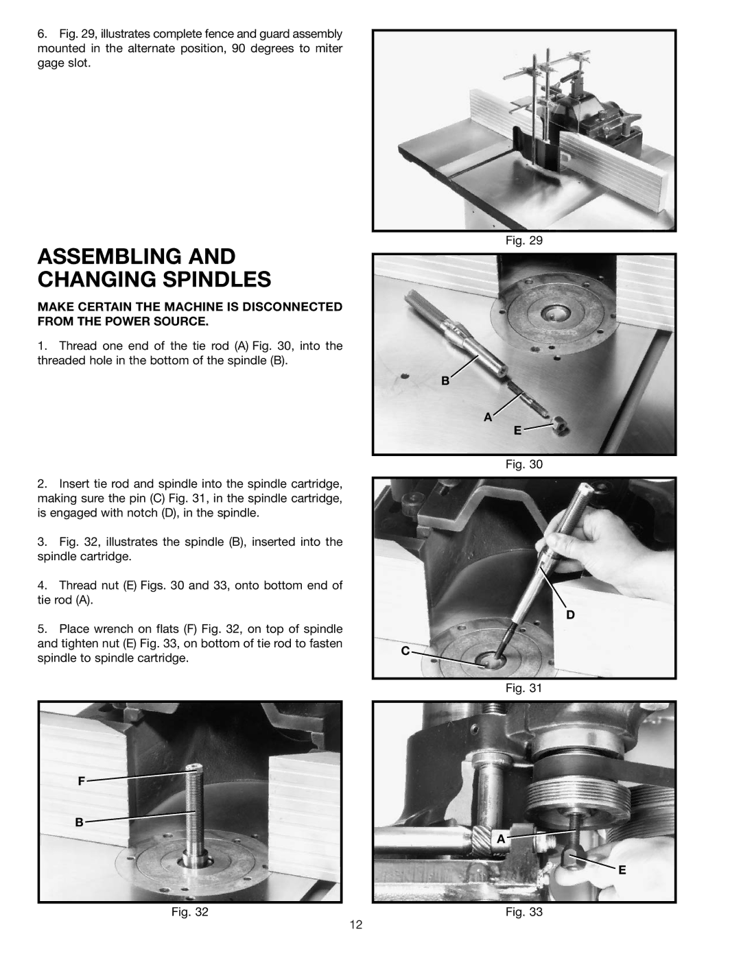 Delta 43-424 instruction manual Assembling and Changing Spindles 