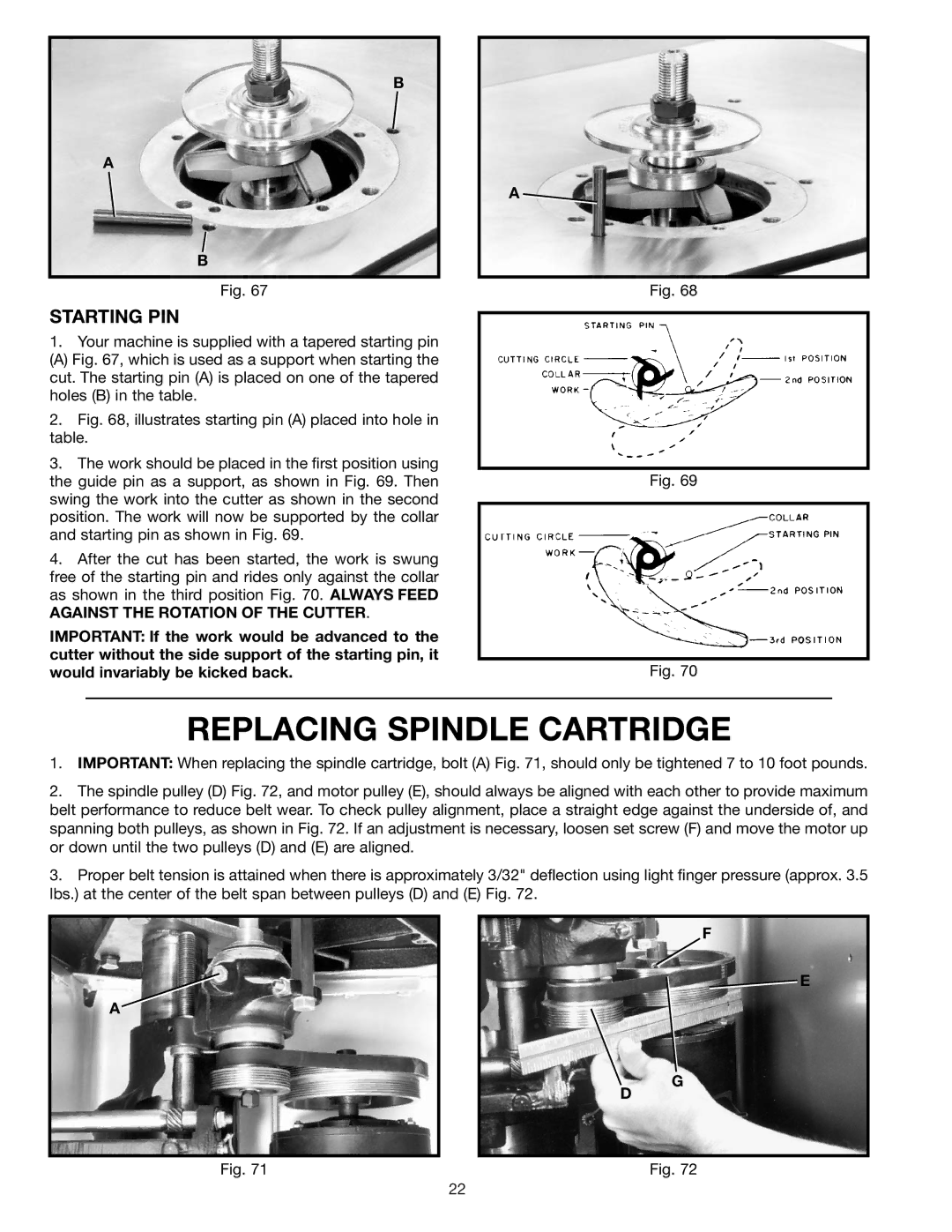 Delta 43-424 instruction manual Replacing Spindle Cartridge 