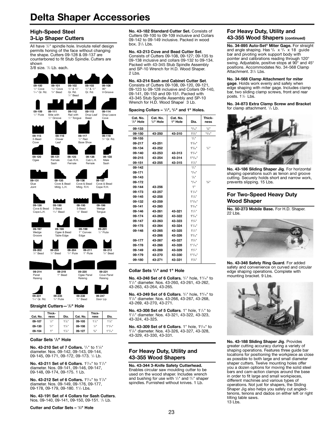 Delta 43-424 instruction manual Delta Shaper Accessories 